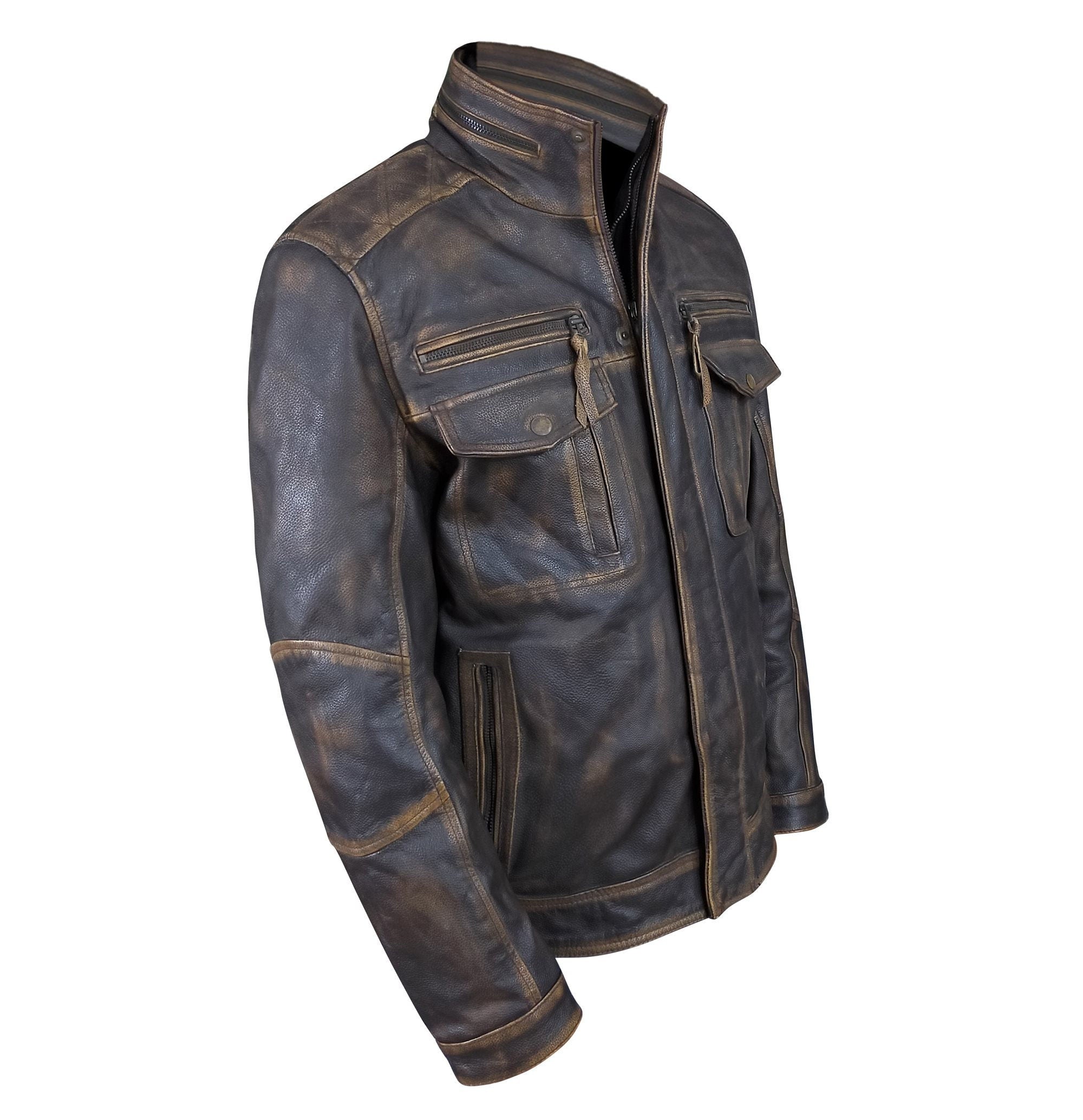 Mens Brown Rub Off Real Distressed Leather Jacket