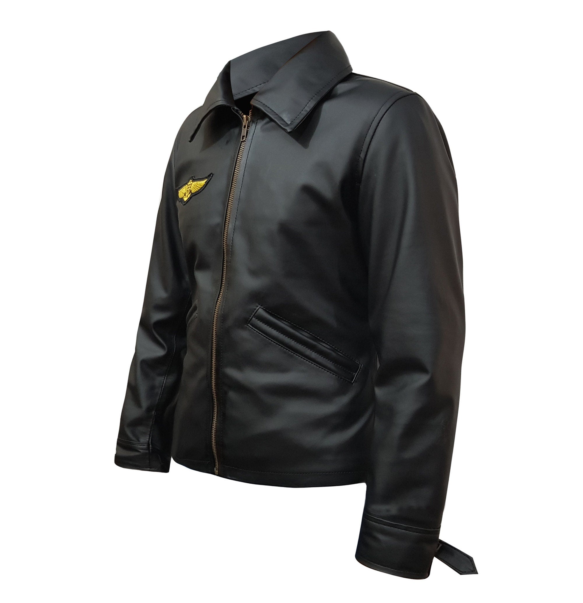 Mens Black Biker Motorcycle Leather Jacket