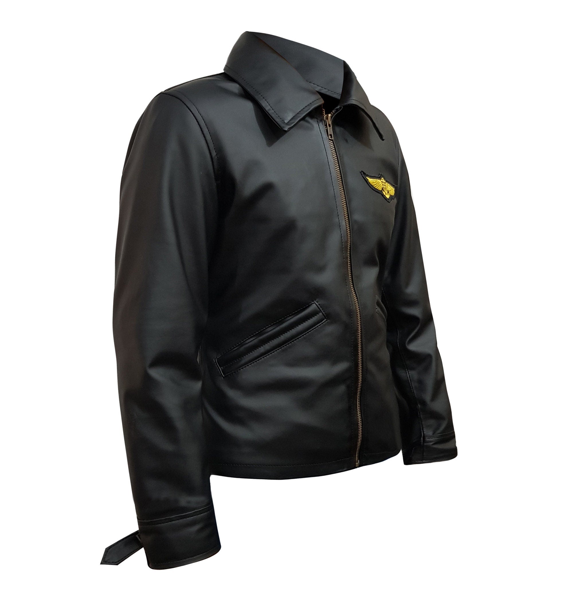 Mens Black Biker Motorcycle Leather Jacket