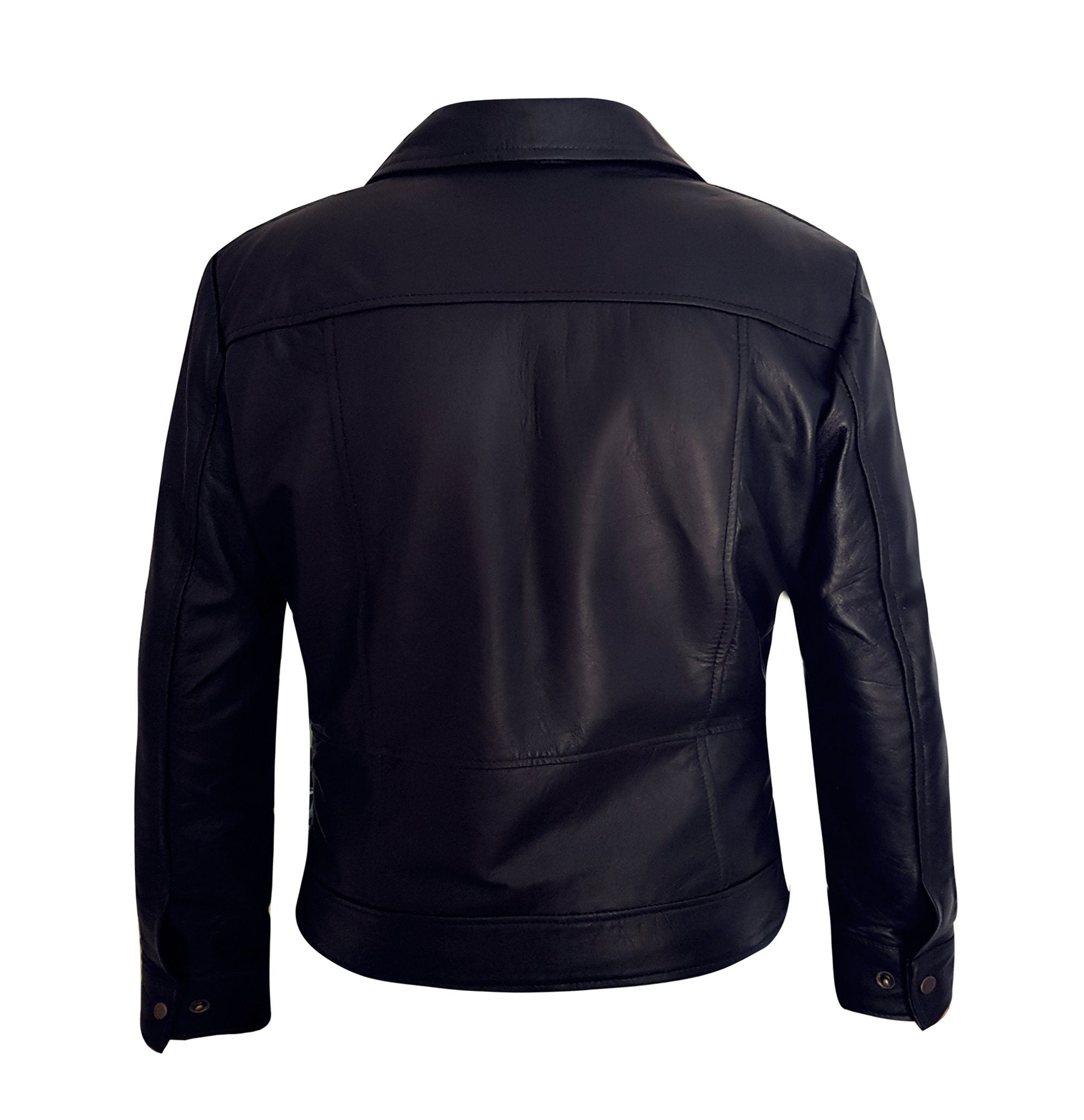 Mens Black Basic Two Pocket Leather Jacket