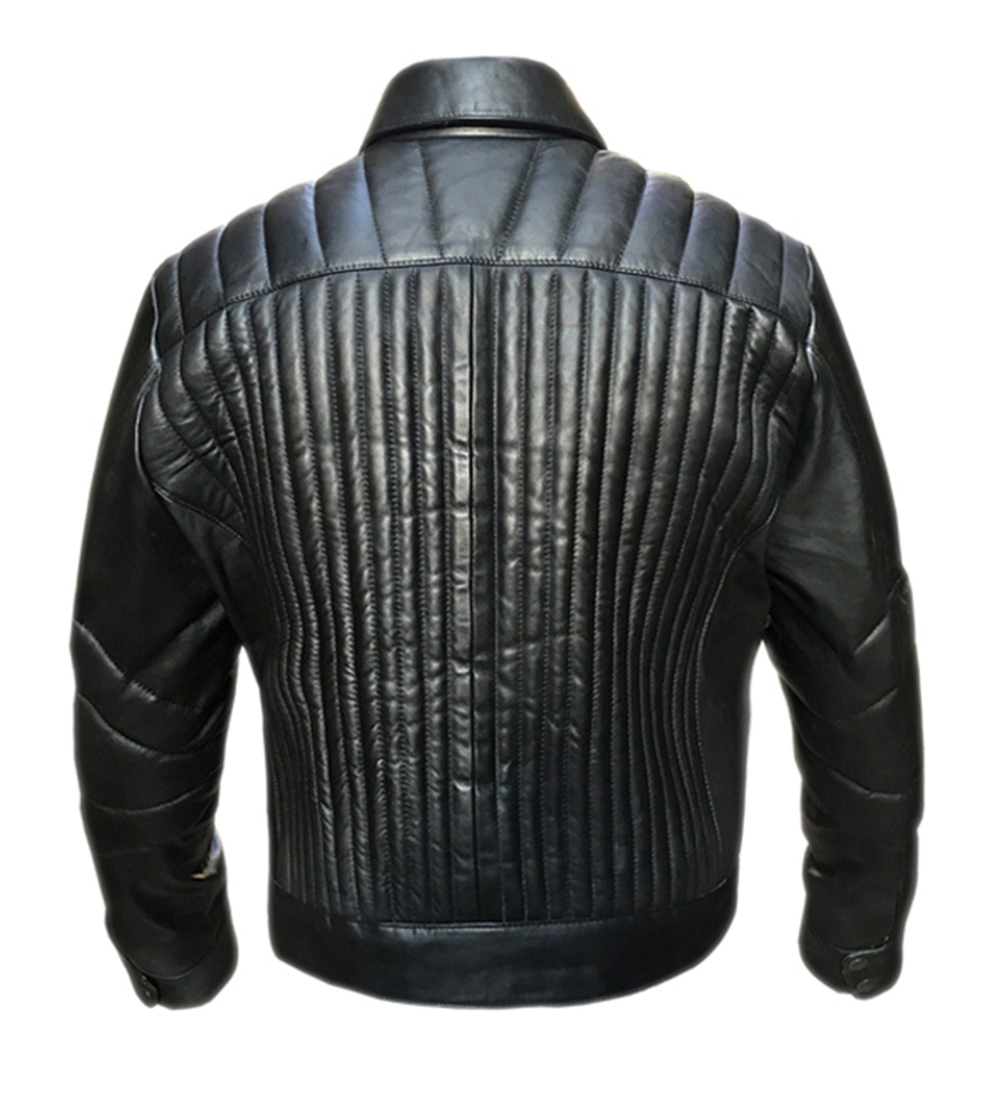 Mens Black Quilted Real Leather Jacket
