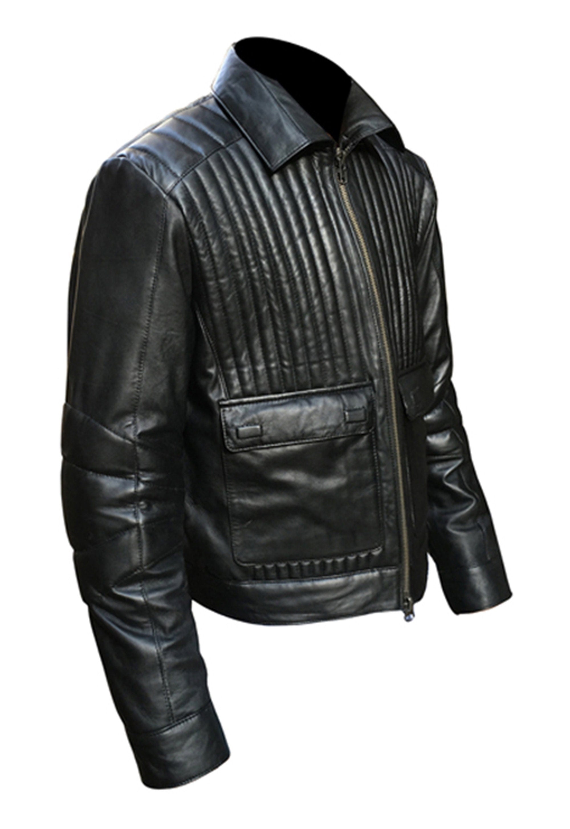 Mens Black Quilted Real Leather Jacket