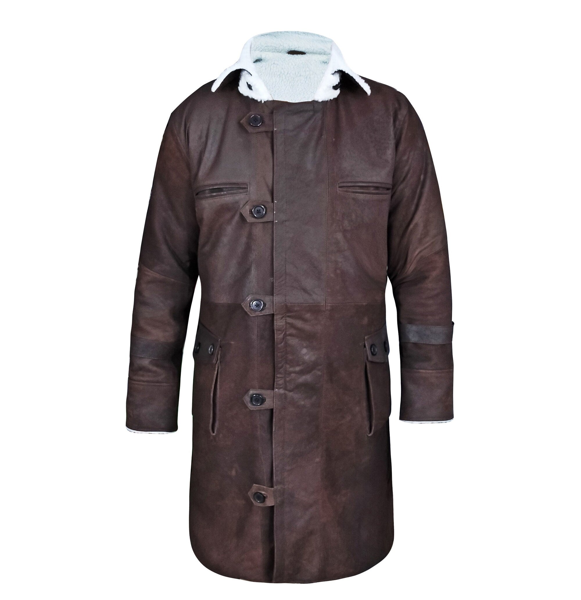 Handmade Leather Trench Coat Dark Snuff Leather Coat