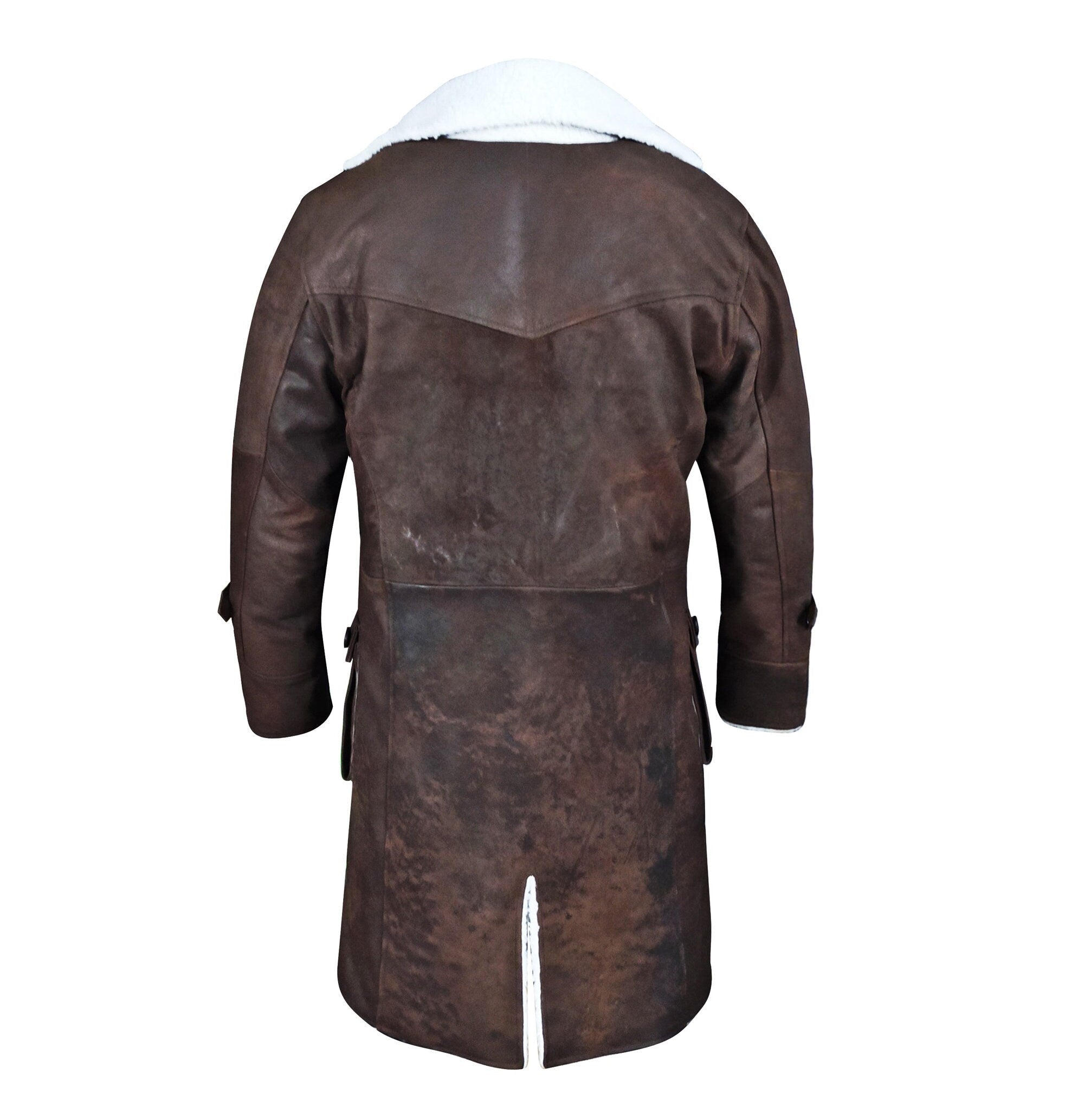 Handmade Leather Trench Coat Dark Snuff Leather Coat
