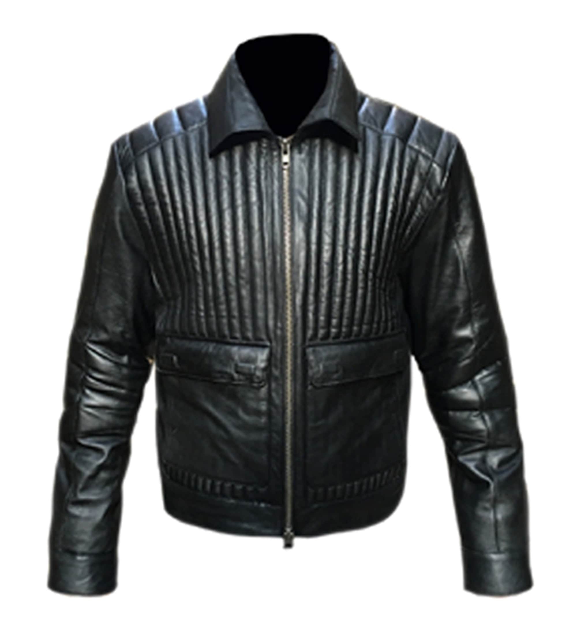 Mens Black Quilted Real Leather Jacket