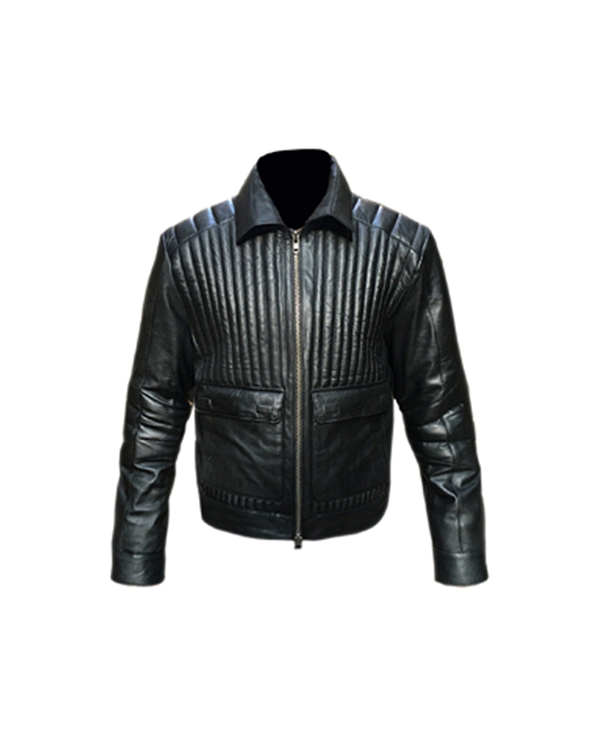 Mens Black Quilted Real Leather Jacket