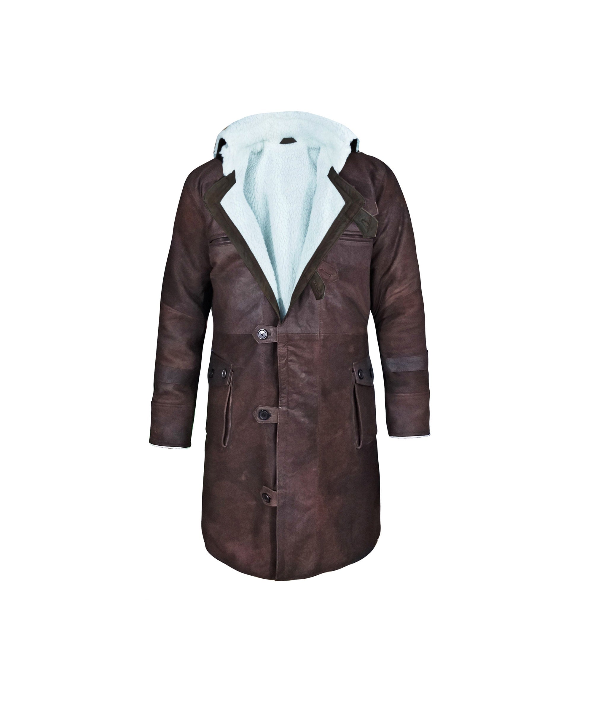 Handmade Leather Trench Coat Dark Snuff Leather Coat