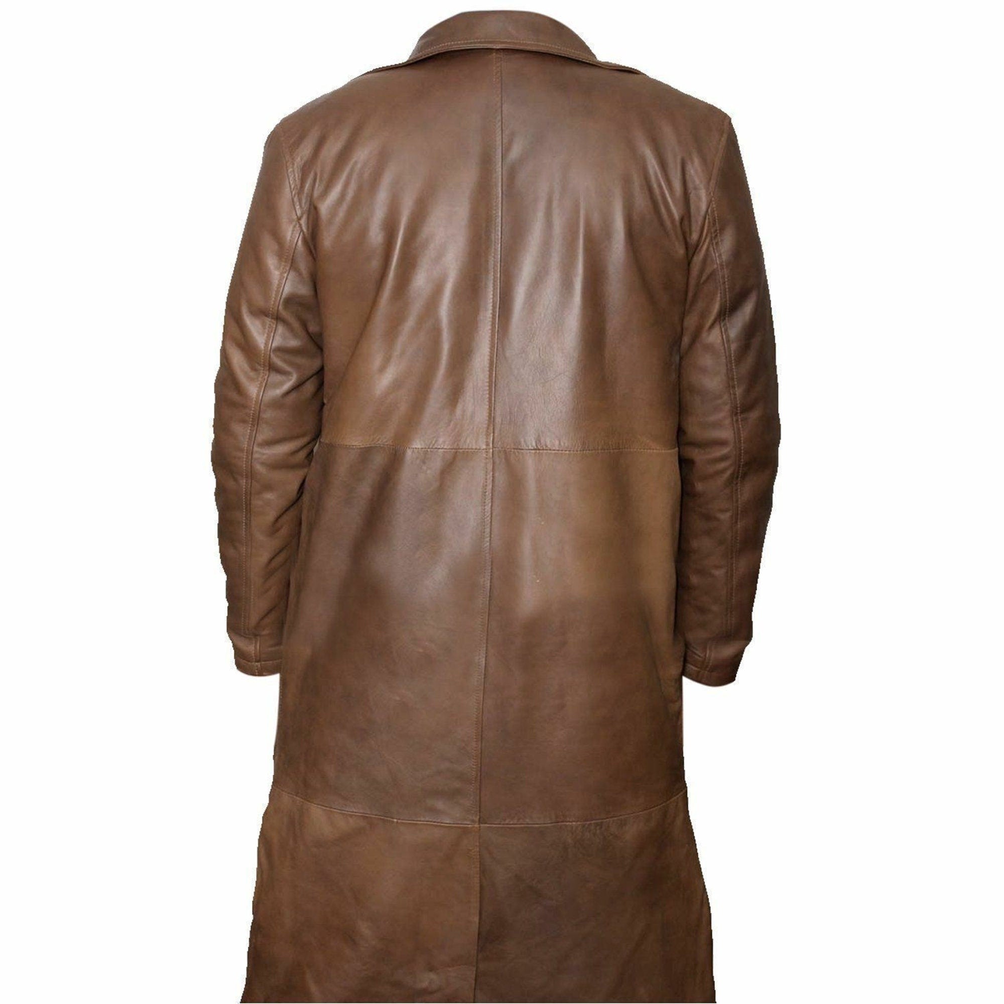 Handmade Leather Trench Coat Brown Coat For Men