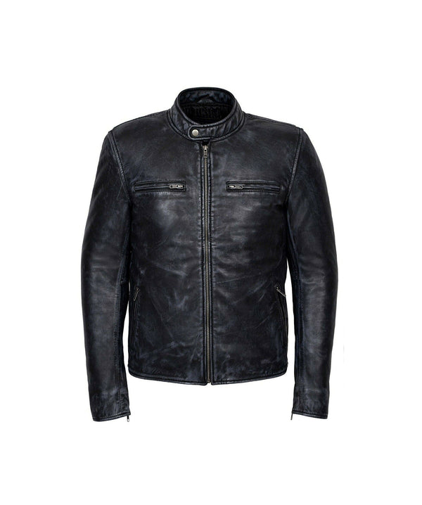 Mens Black Sheepskin Genuine Leather Jacket