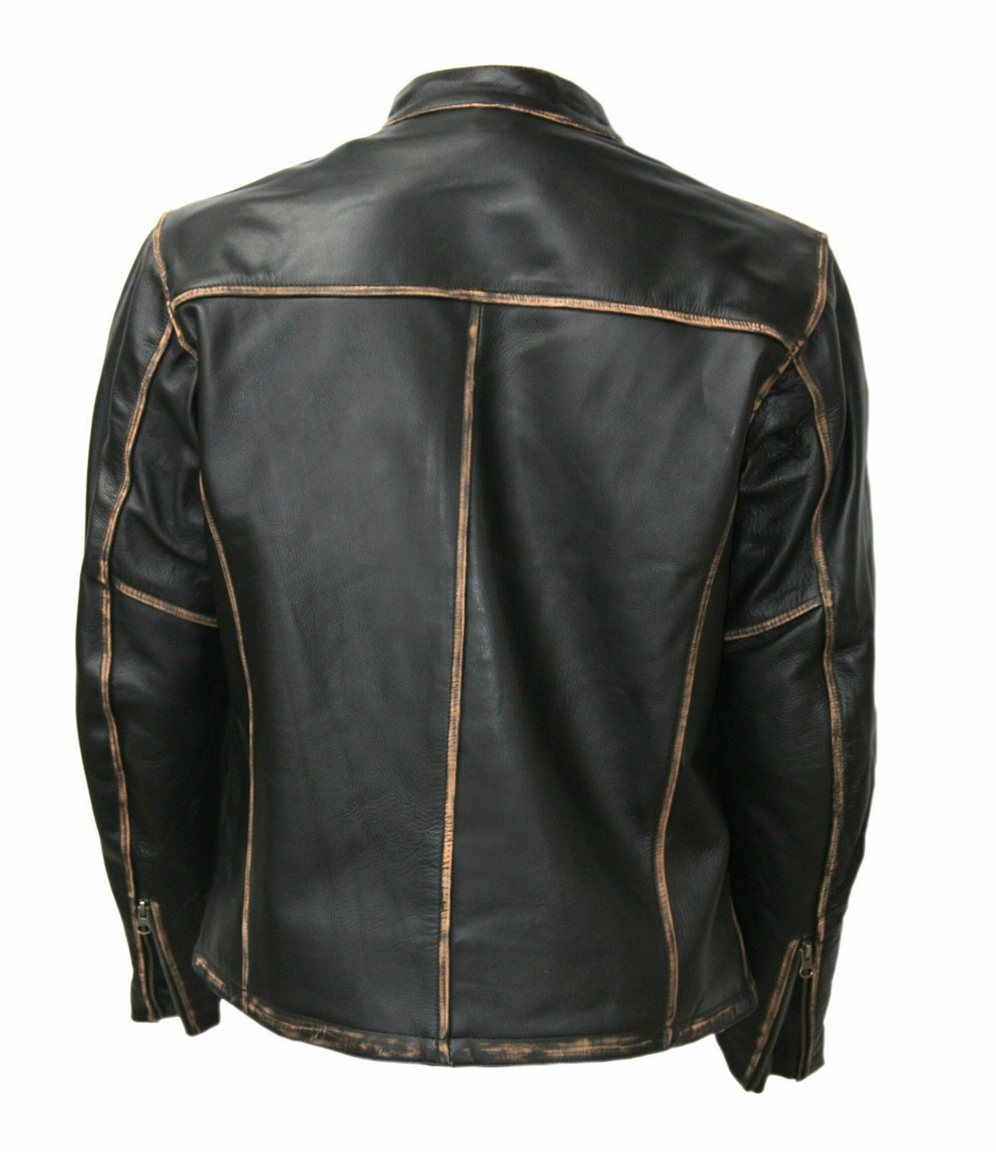Mens Biker Rub Off Distressed Leather Jacket
