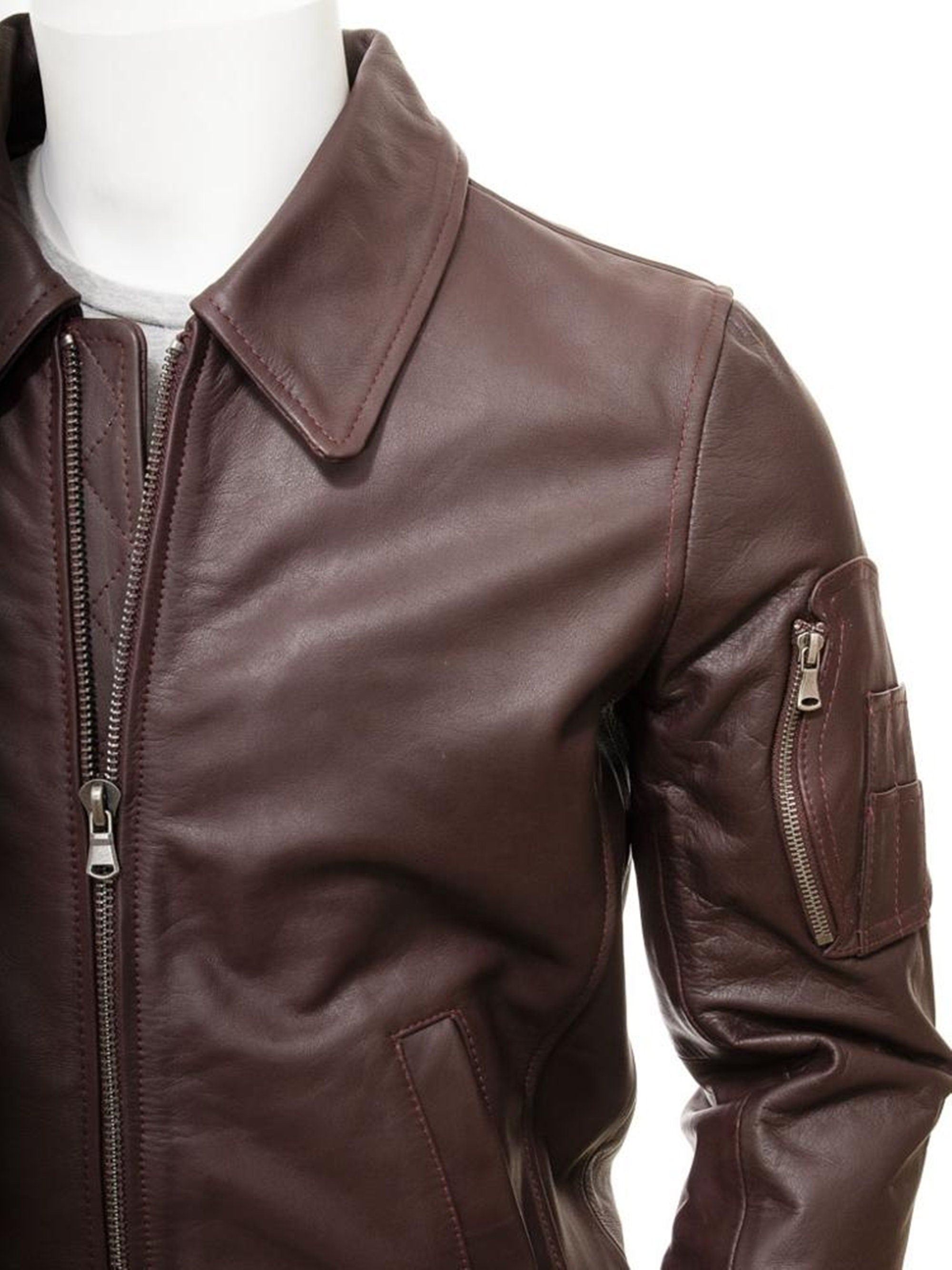 Genuine Brown Leather Jacket For Men