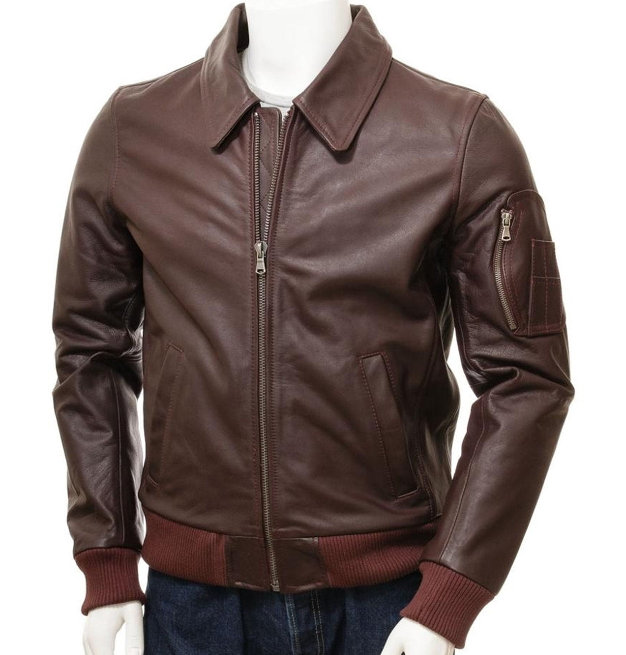 Genuine Brown Leather Jacket For Men