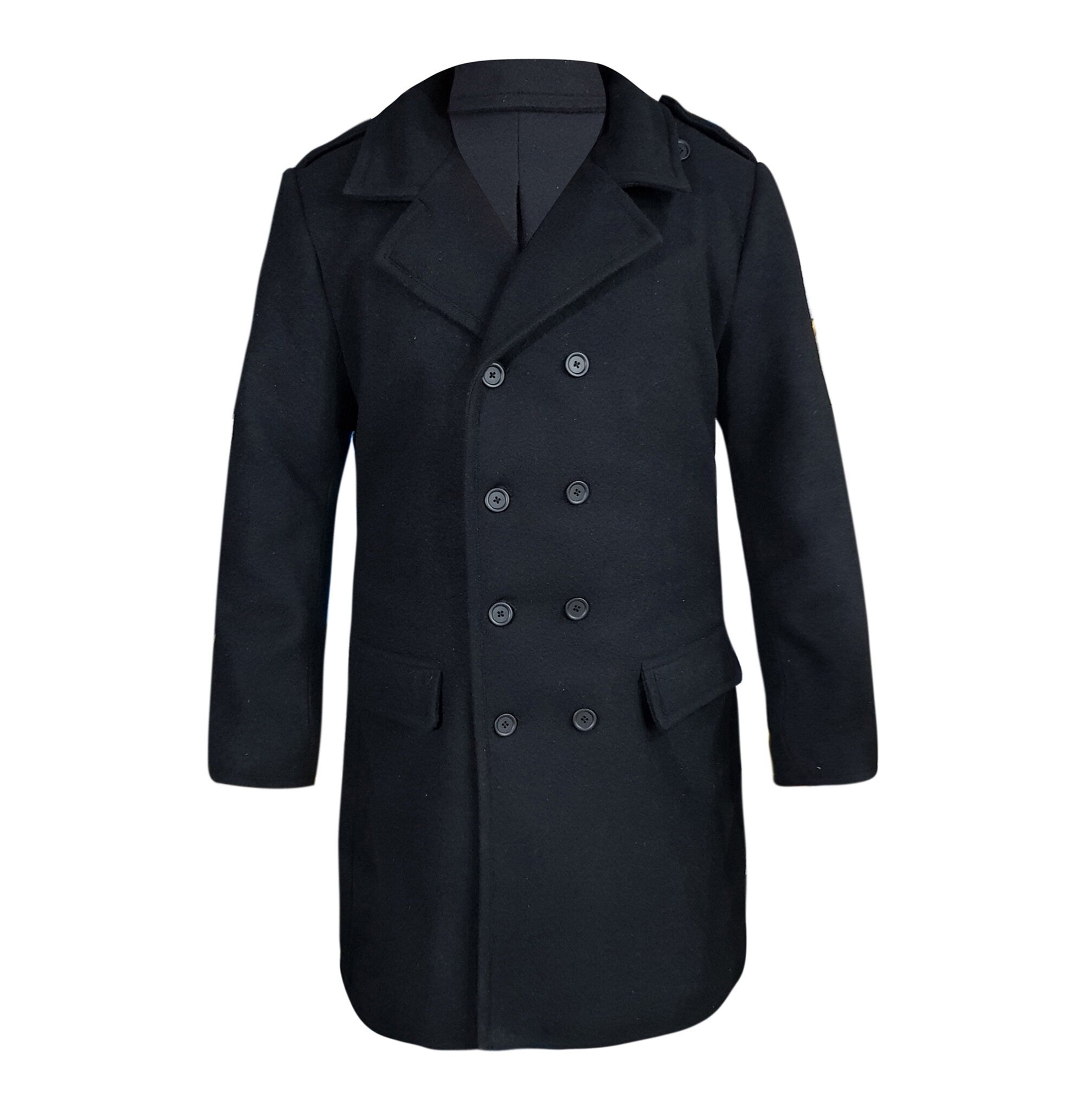 Handmade Wool Black Pea Coat Black Coat For Men