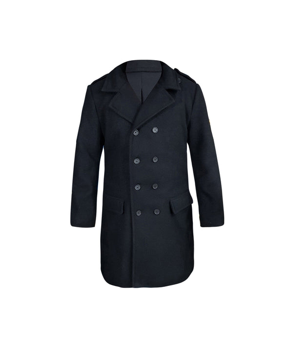Handmade Wool Black Pea Coat Black Coat For Men