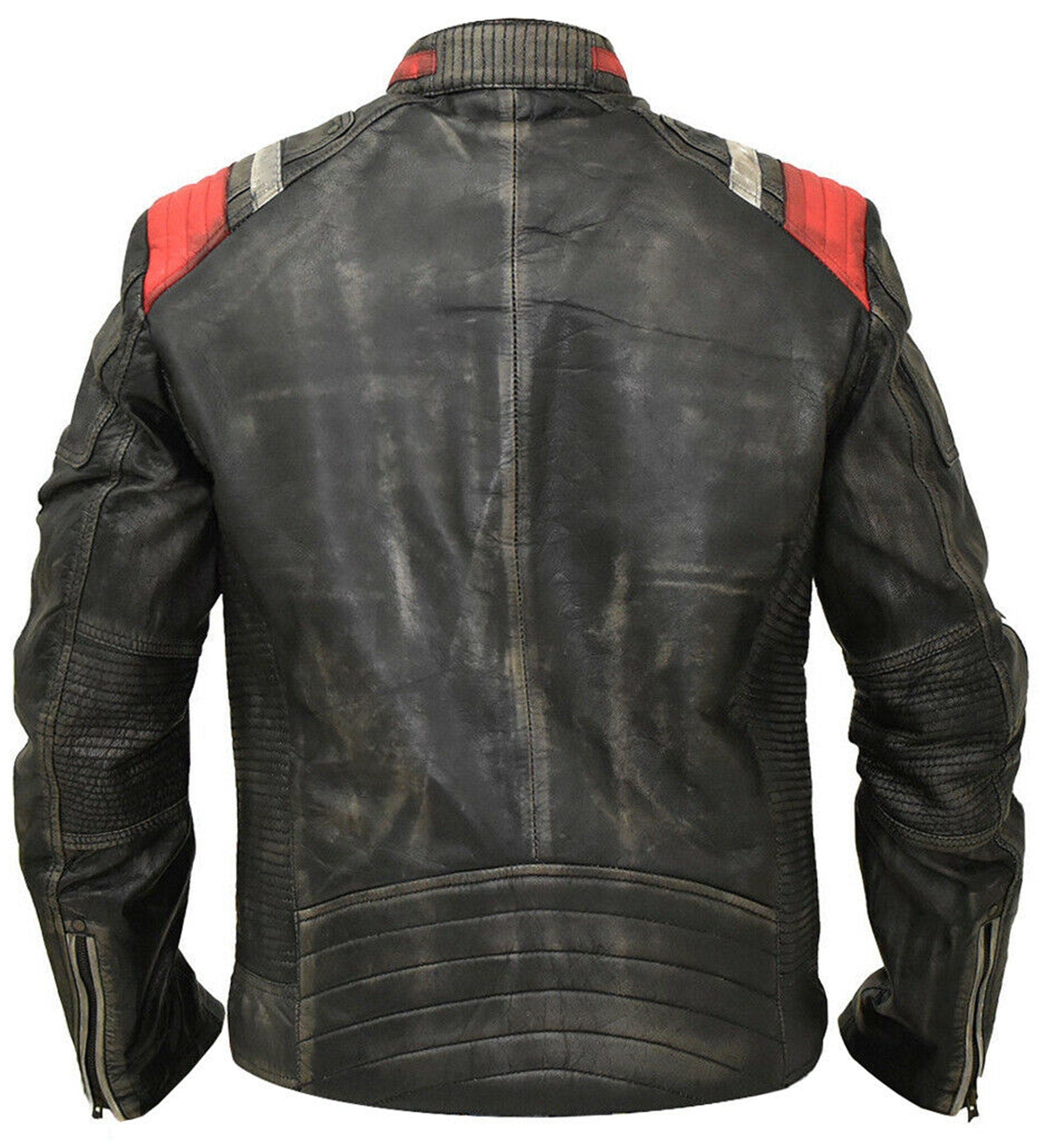 Mens  Black Retro Cafe Racer Leather Jacket