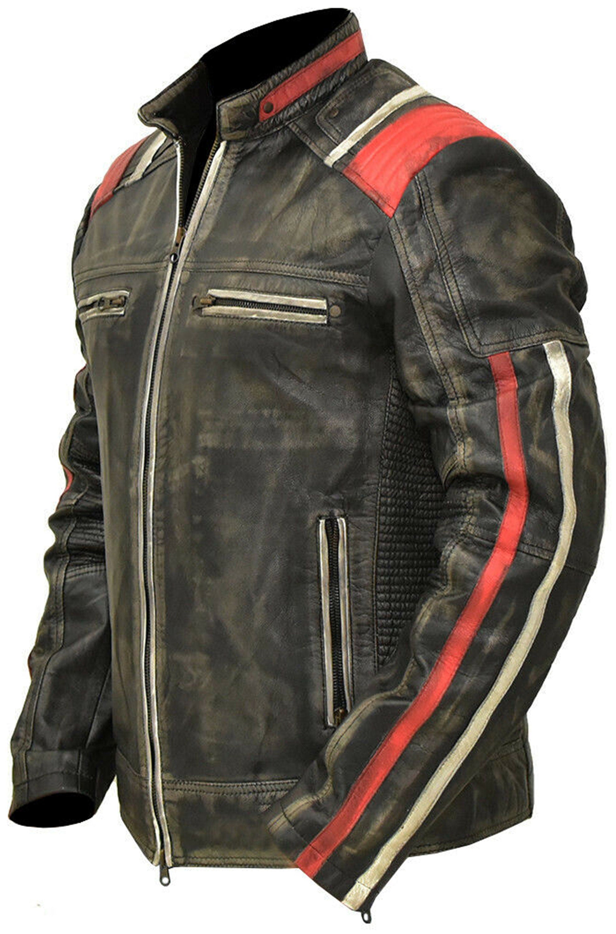 Mens  Black Retro Cafe Racer Leather Jacket
