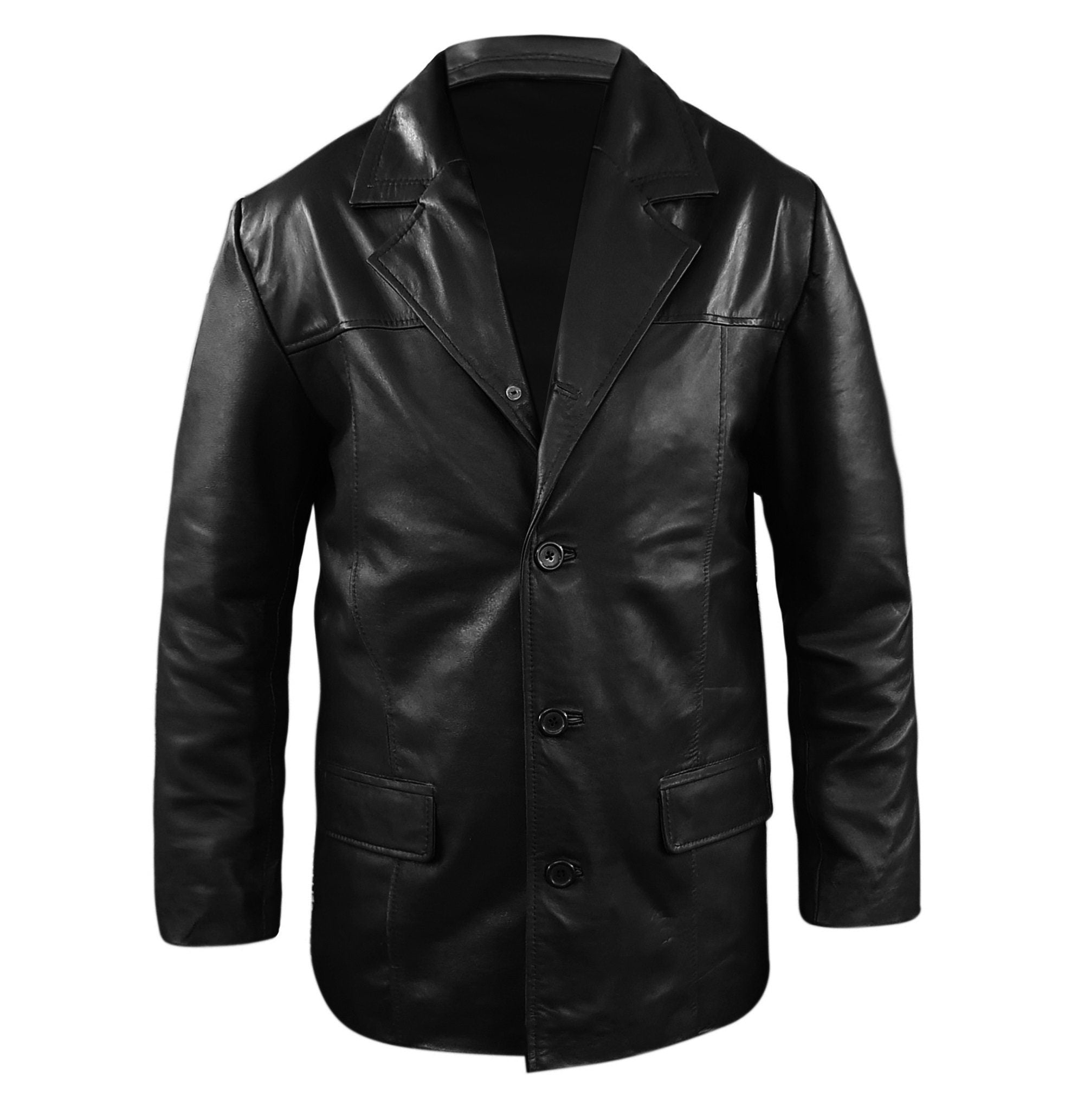 Men's Genuine Sheepskin Leather Blazer Coat
