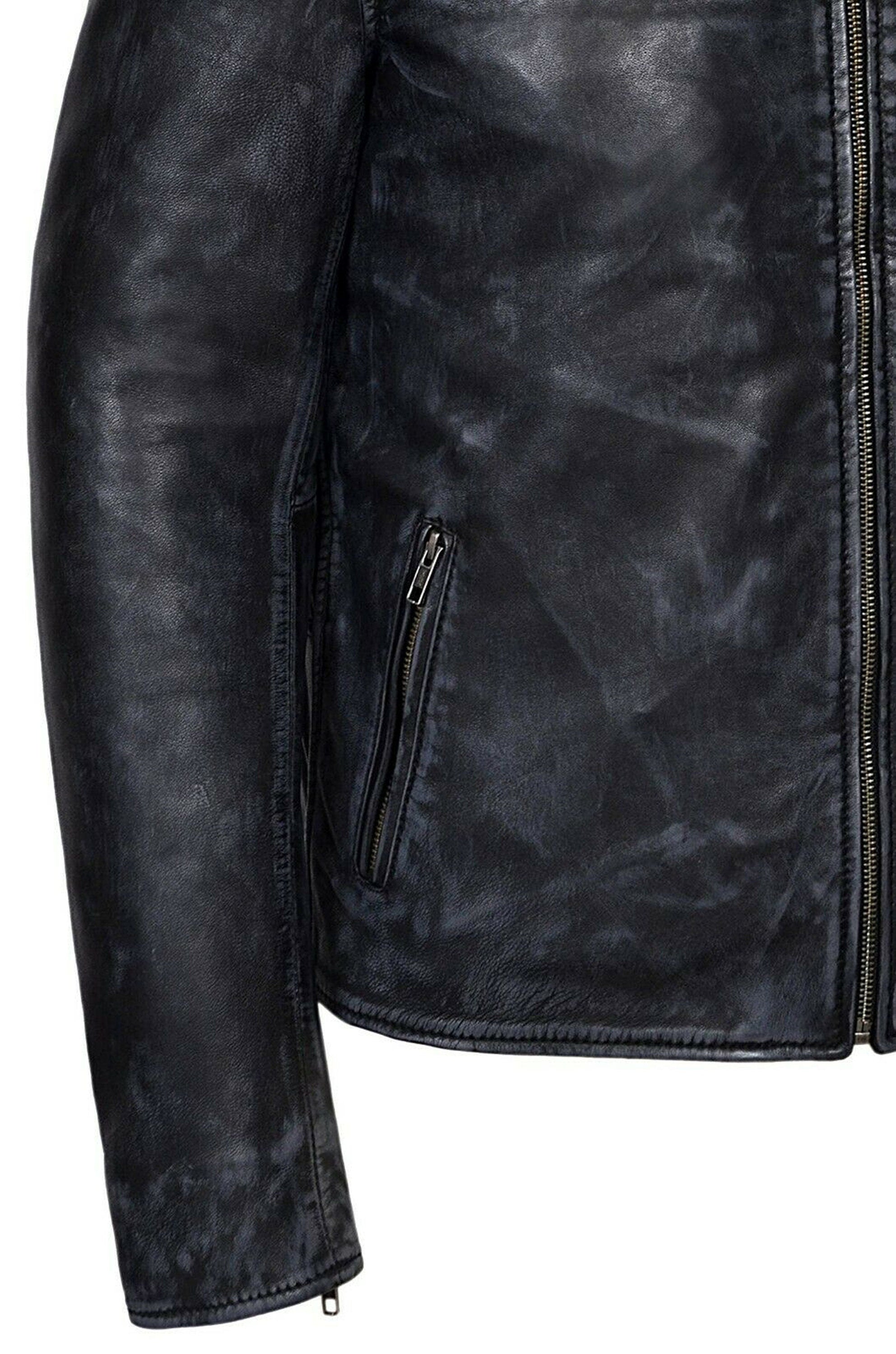 Mens Black Sheepskin Genuine Leather Jacket