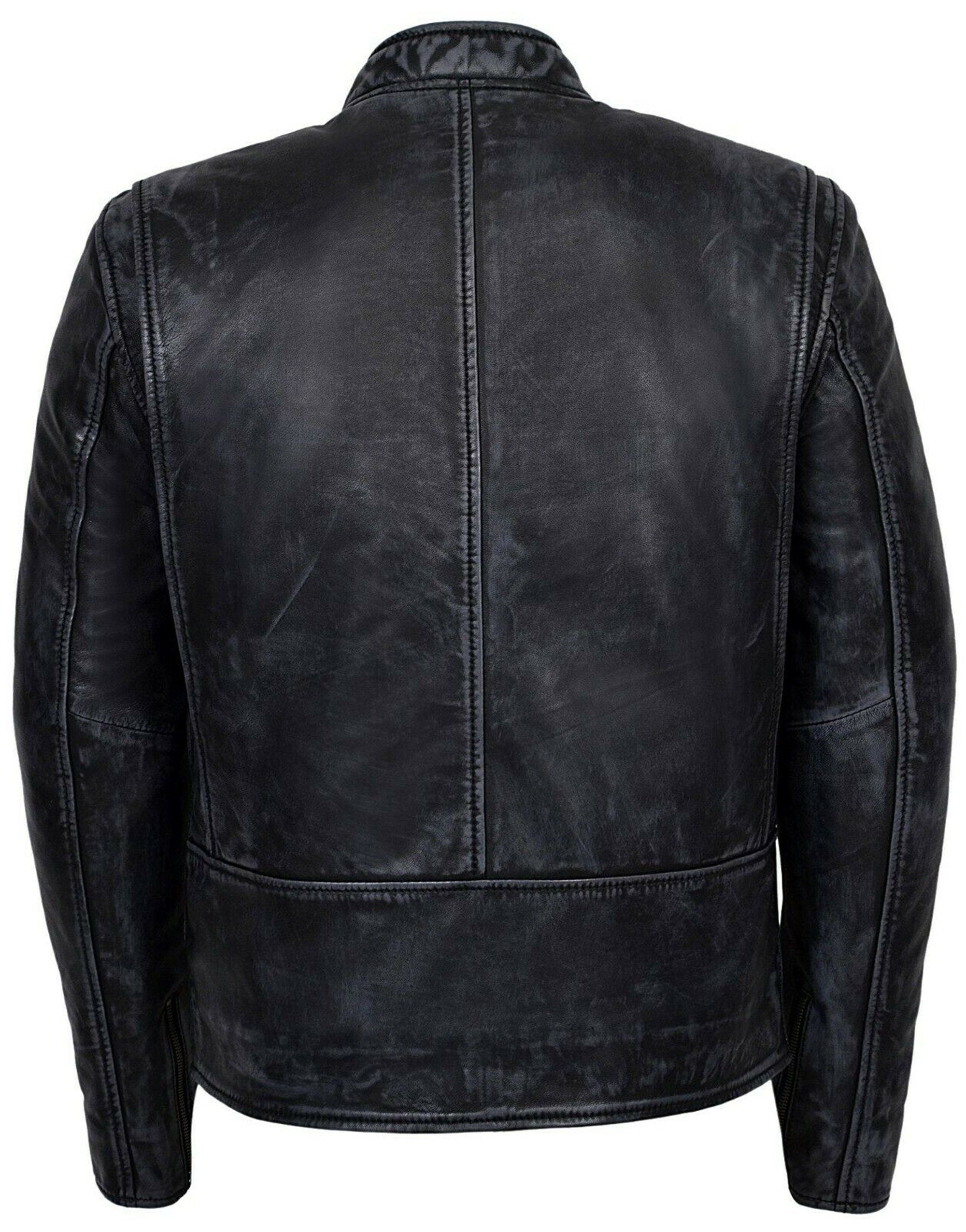 Mens Black Sheepskin Genuine Leather Jacket