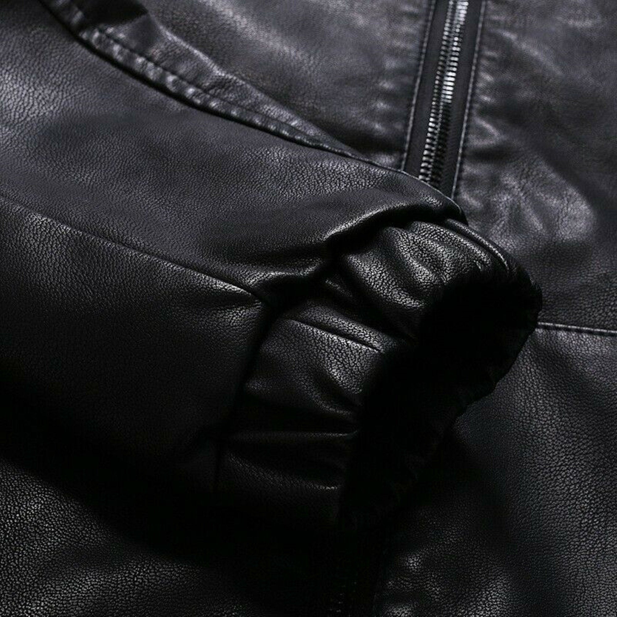 Mens Genuine Black  Sheepskin Leather Hoodie