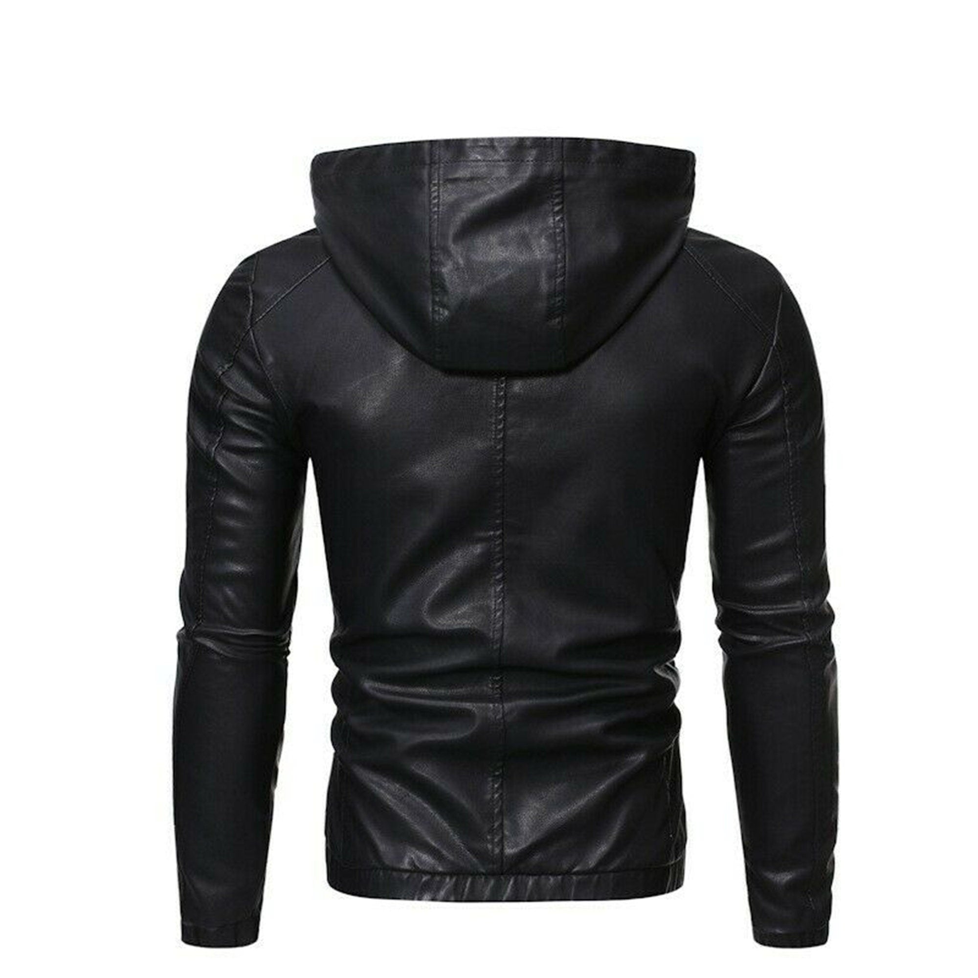 Mens Genuine Black  Sheepskin Leather Hoodie