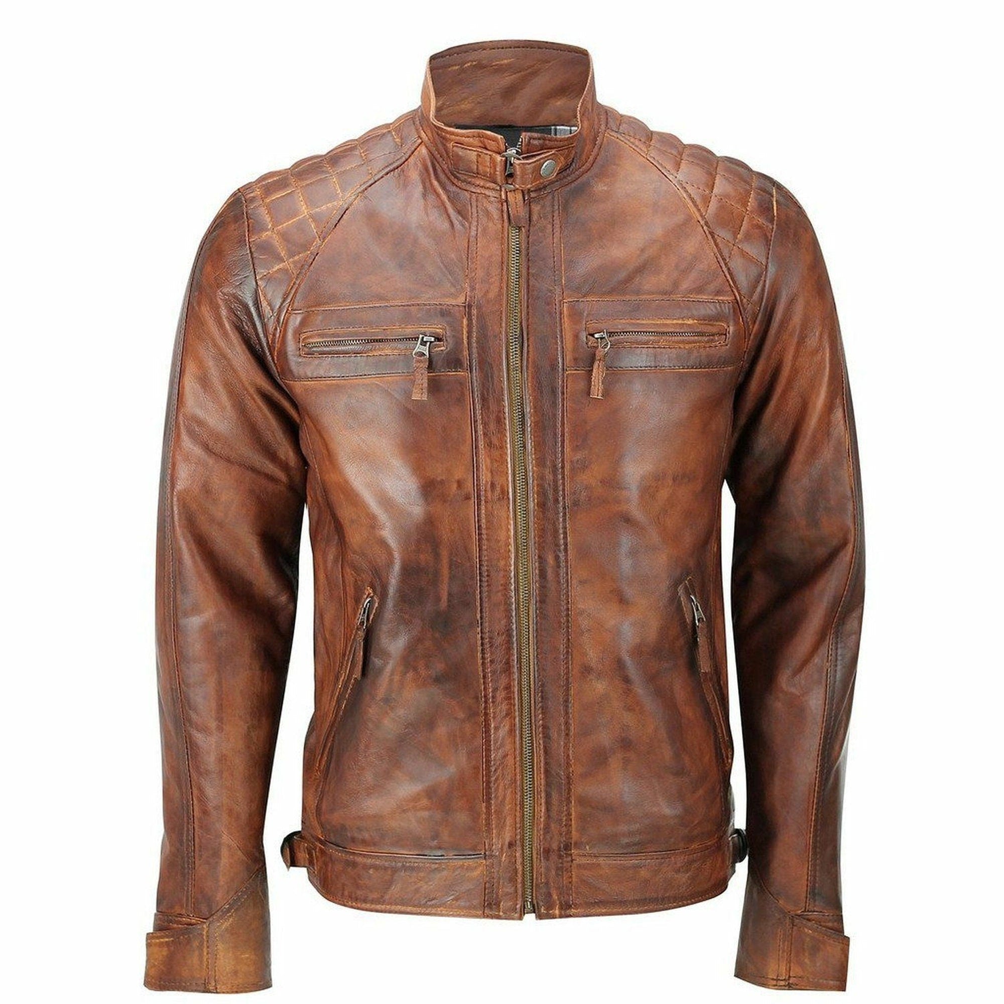 Mens Real Brown Leather Jacket