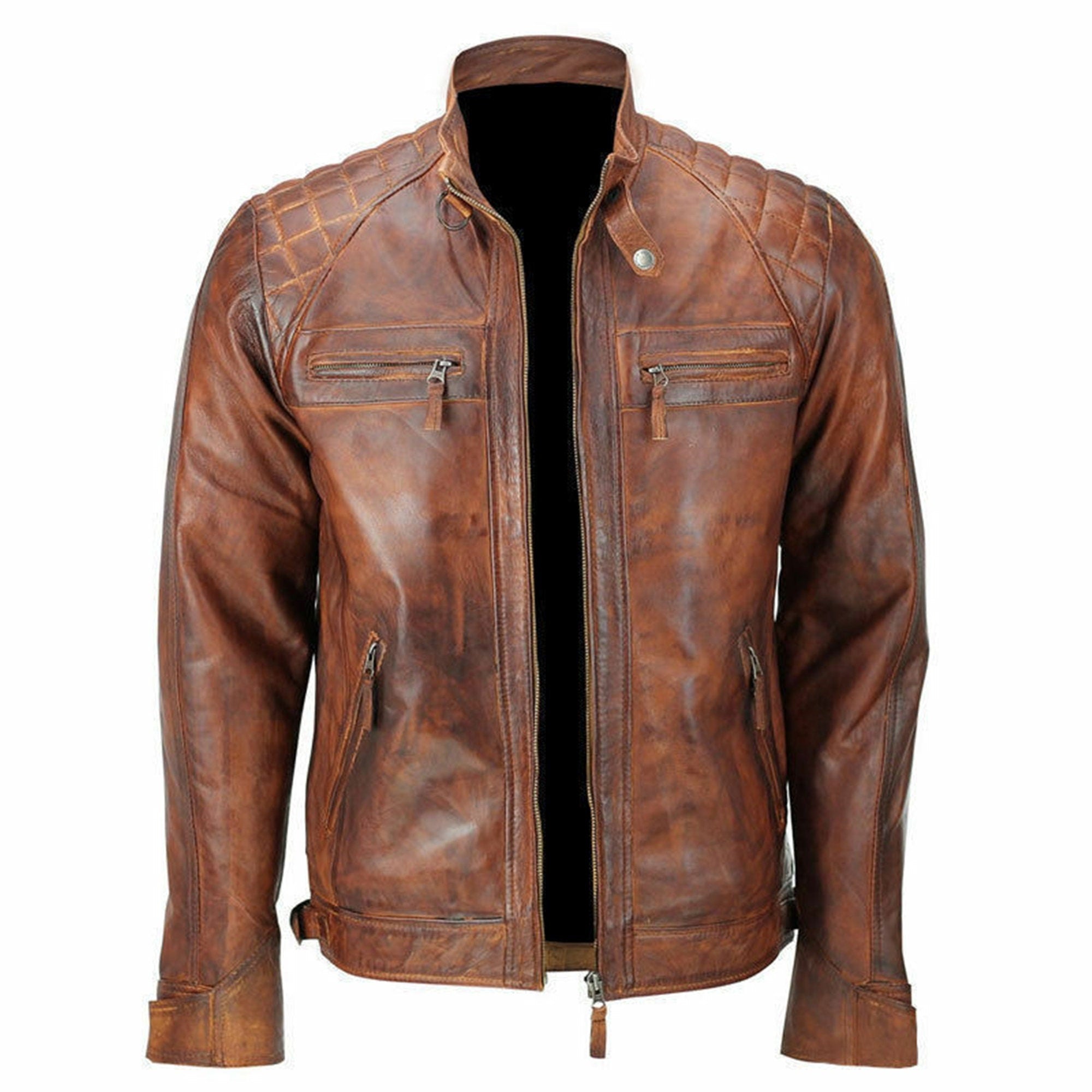 Mens Real Brown Leather Jacket