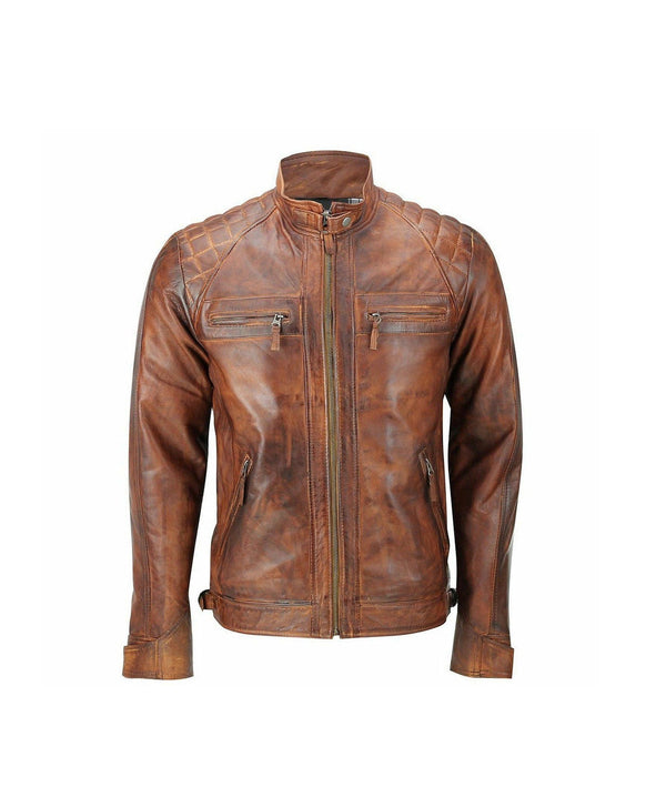 Mens Real Brown Leather Jacket