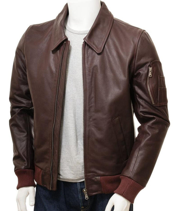 Genuine Brown Leather Jacket For Men
