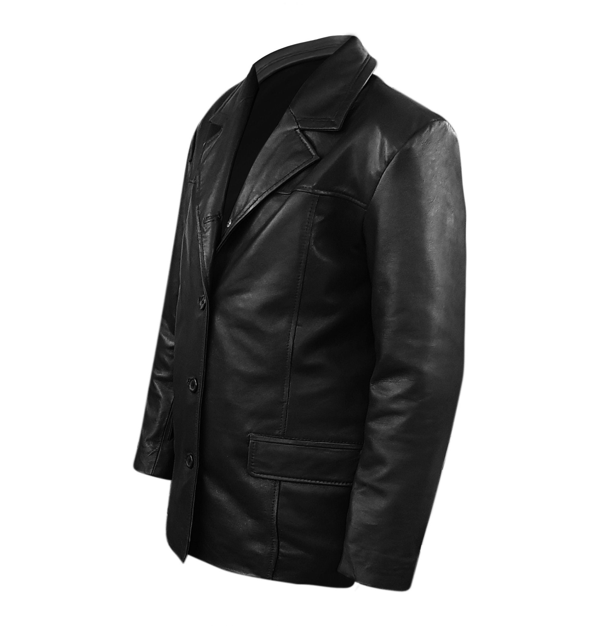 Men's Genuine Sheepskin Leather Blazer Coat