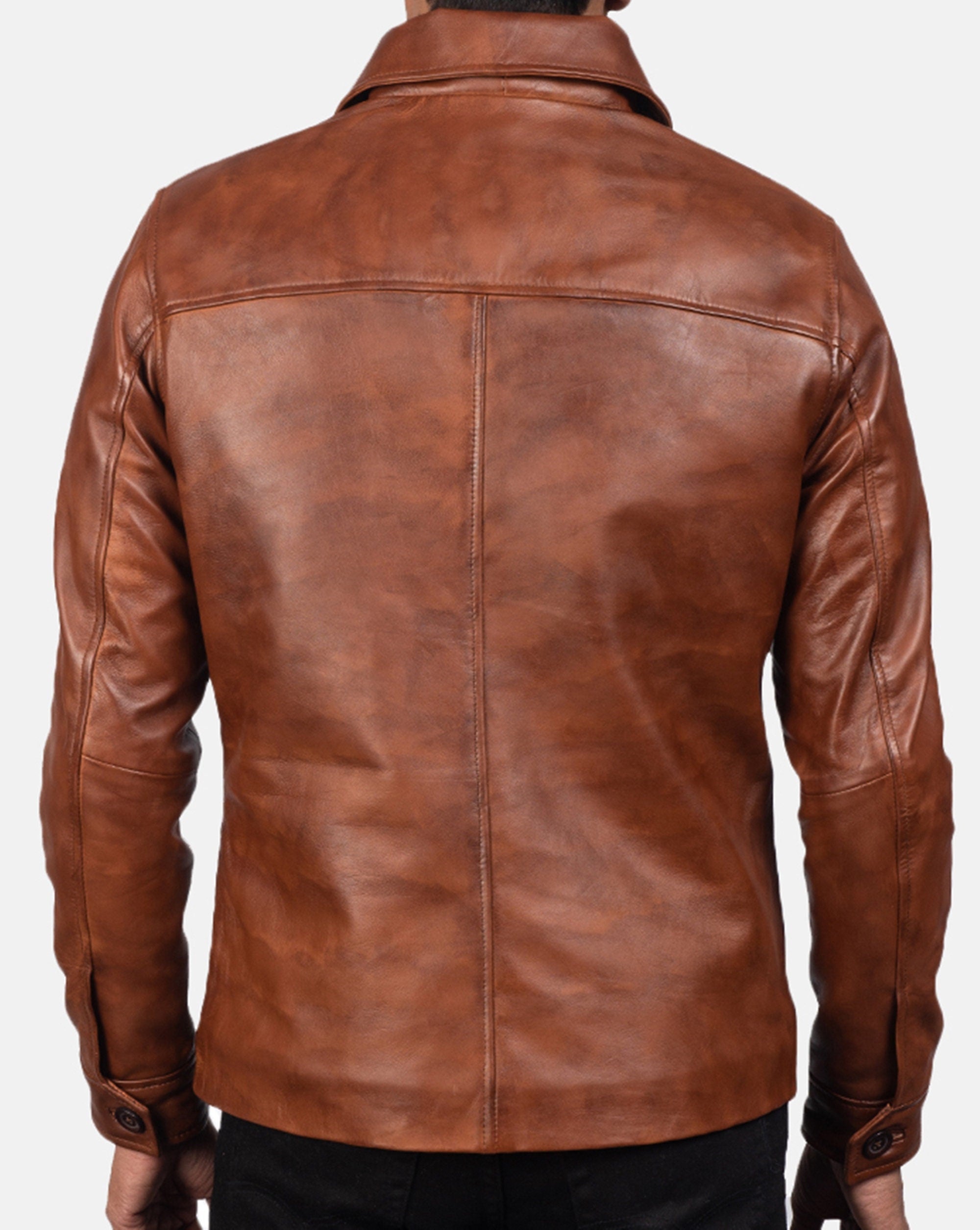 Mens Brown Wax Leather Jacket