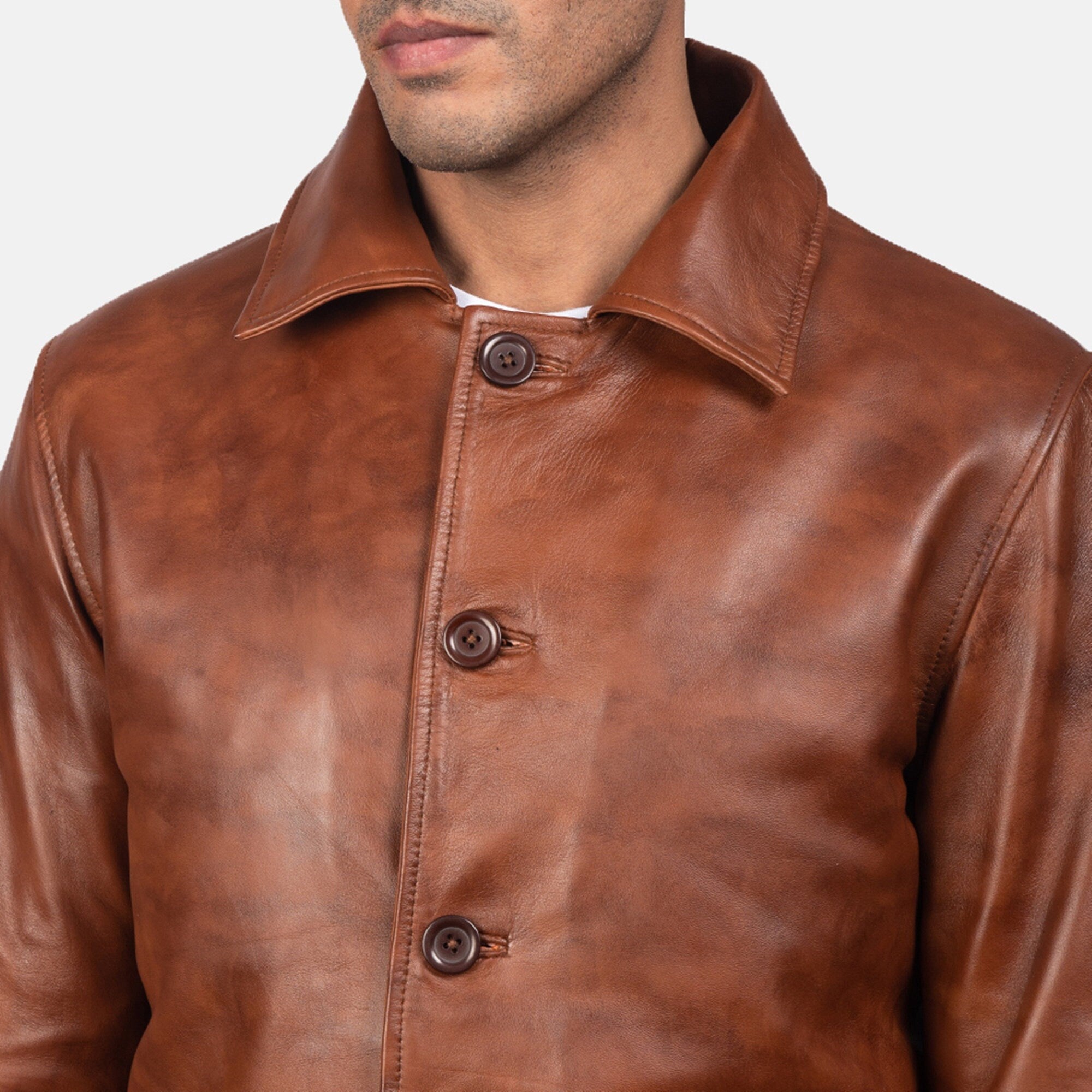 Mens Brown Wax Leather Jacket
