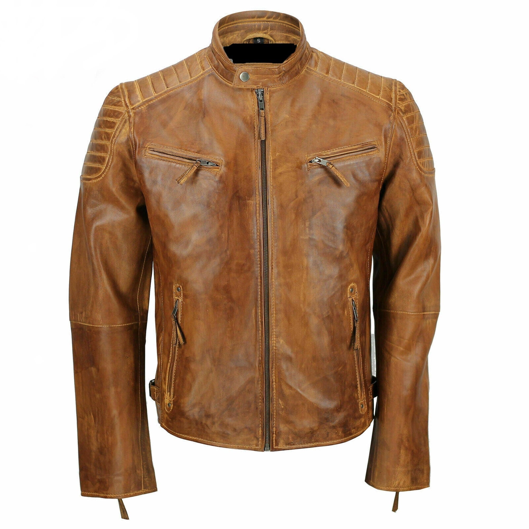 Mens Wax Brown Sheepskin Leather Jacket