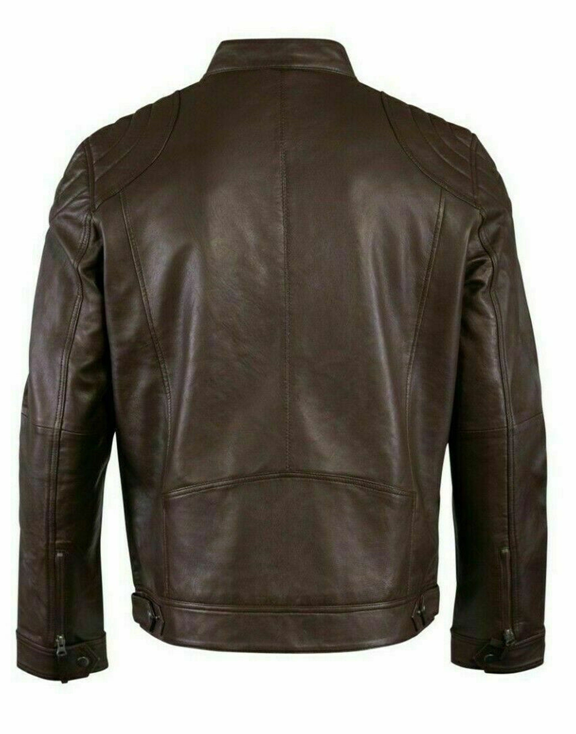 Men Genuine Brown Leather Jacket