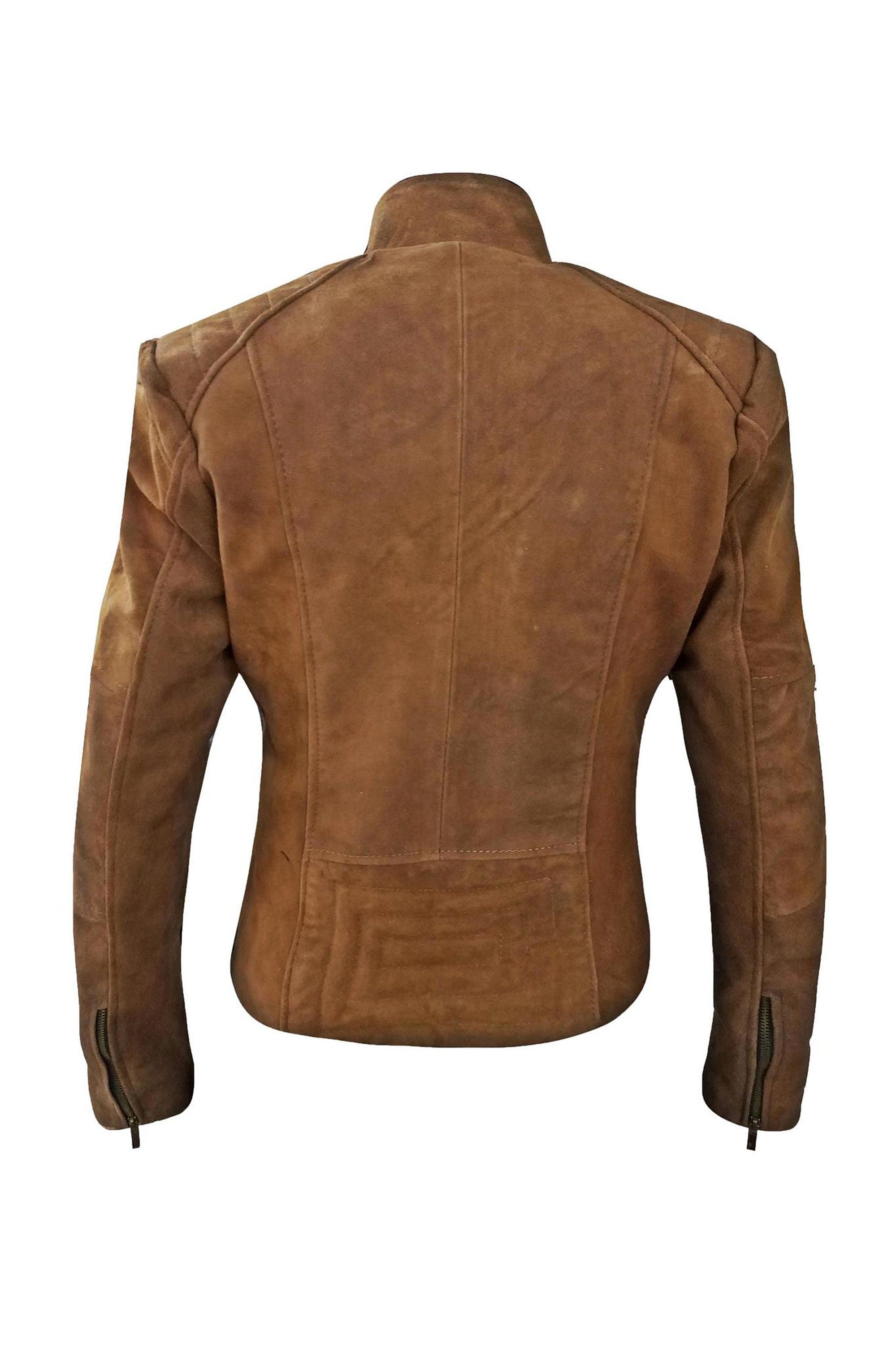 Womens Tan Suede Leather Jacket