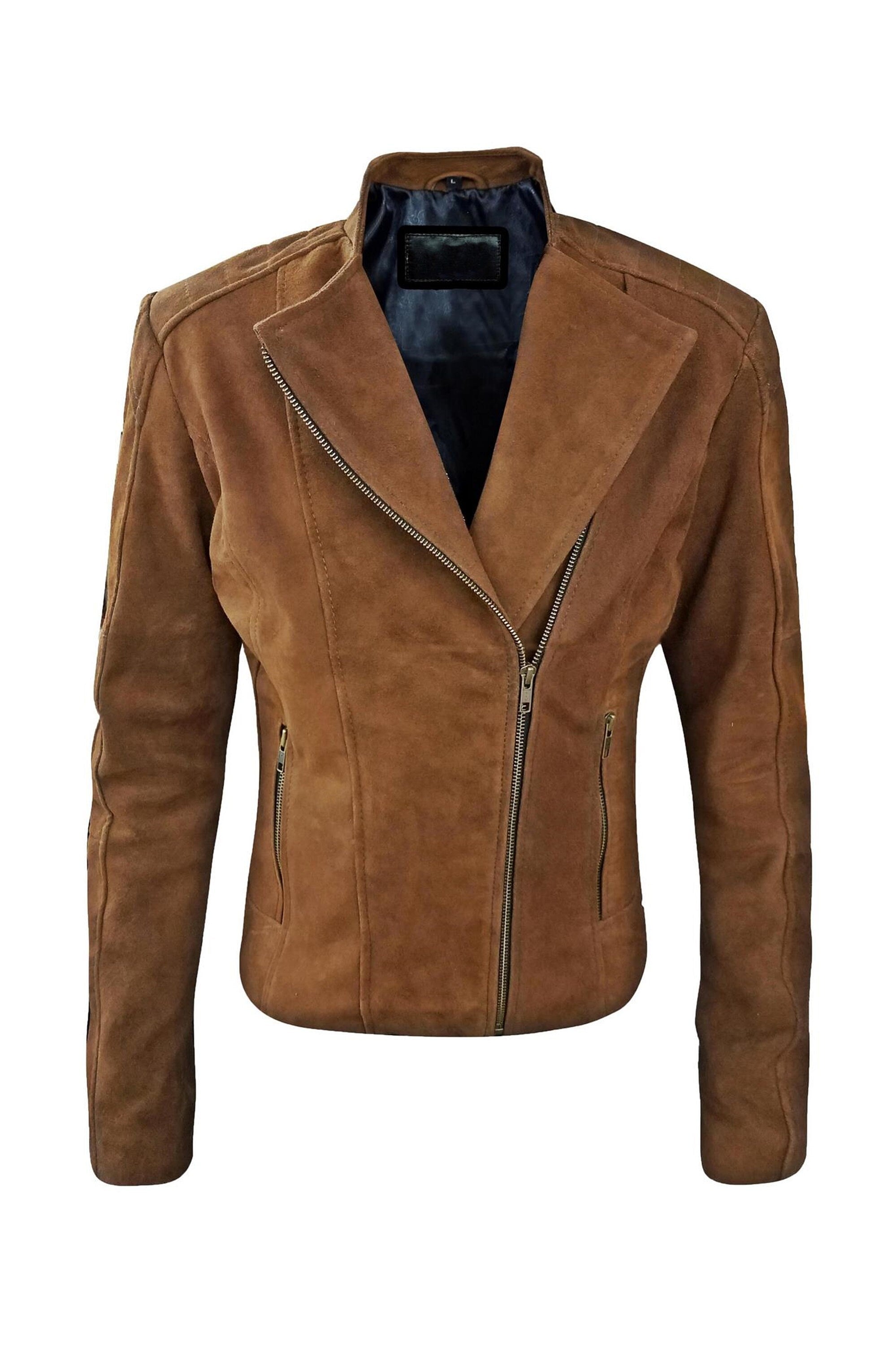 Womens Tan Suede Leather Jacket