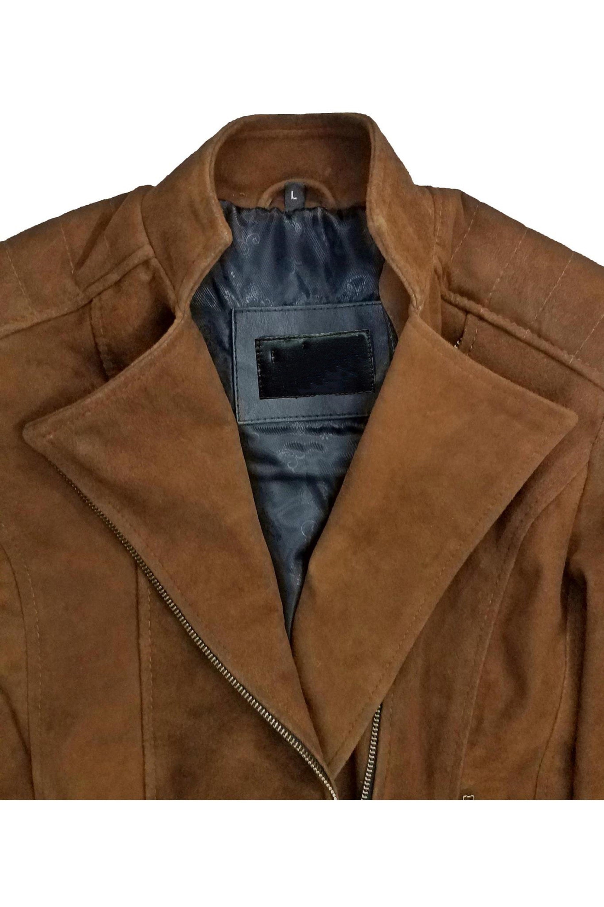 Womens Tan Suede Leather Jacket