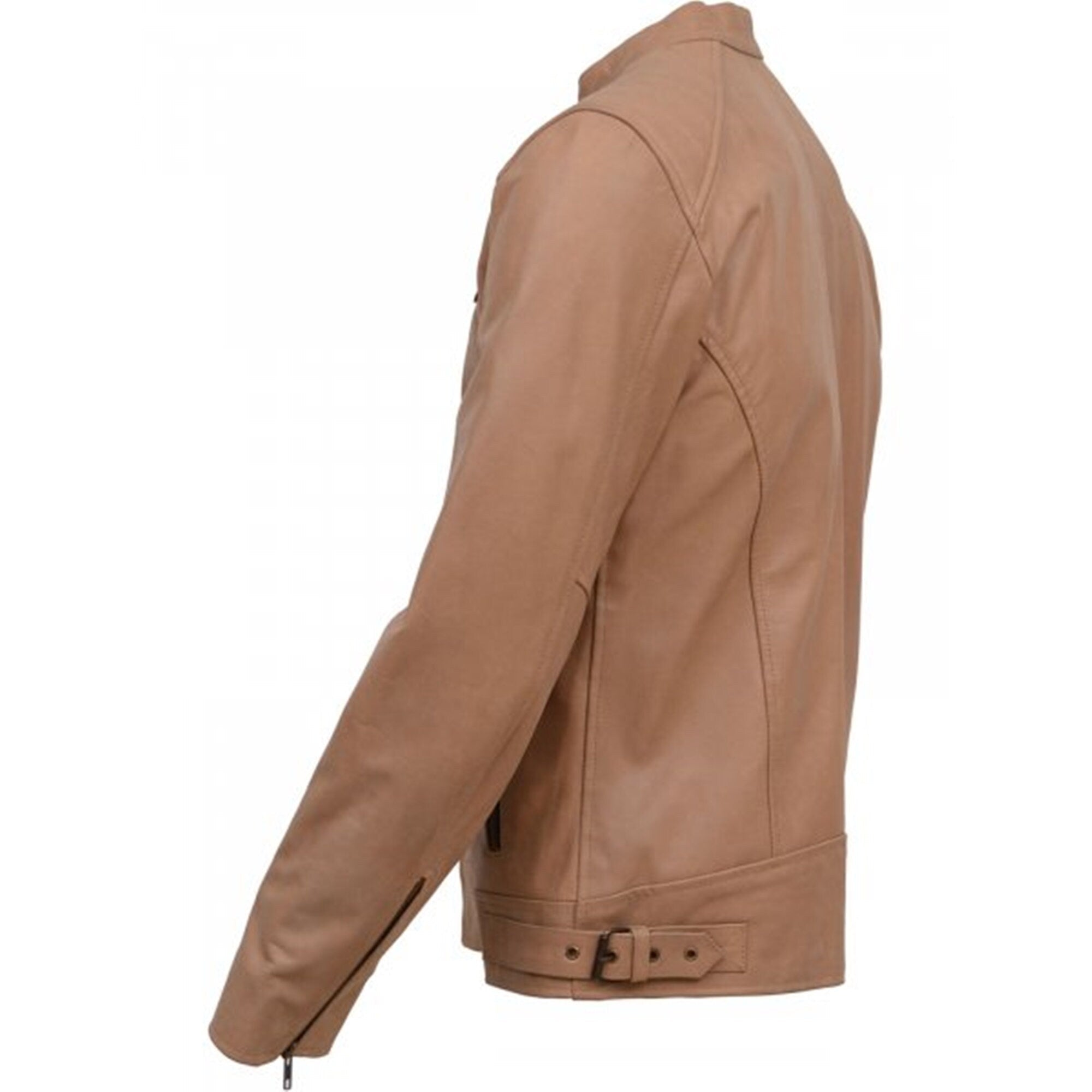 Men Light Tan Genuine Sheepskin Leather Jacket