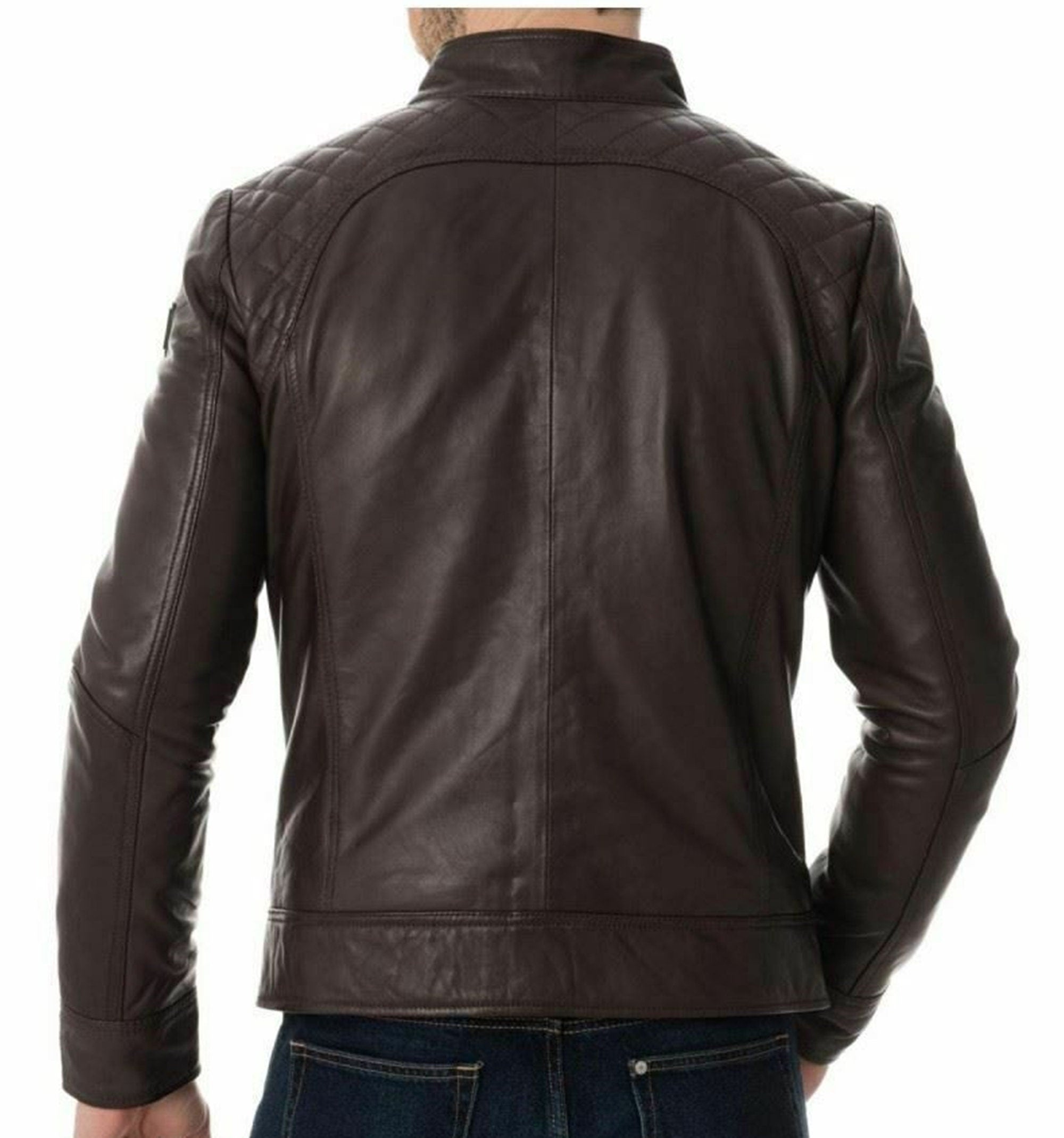 Men Real Vintage Cafe Racer Leather Jacket