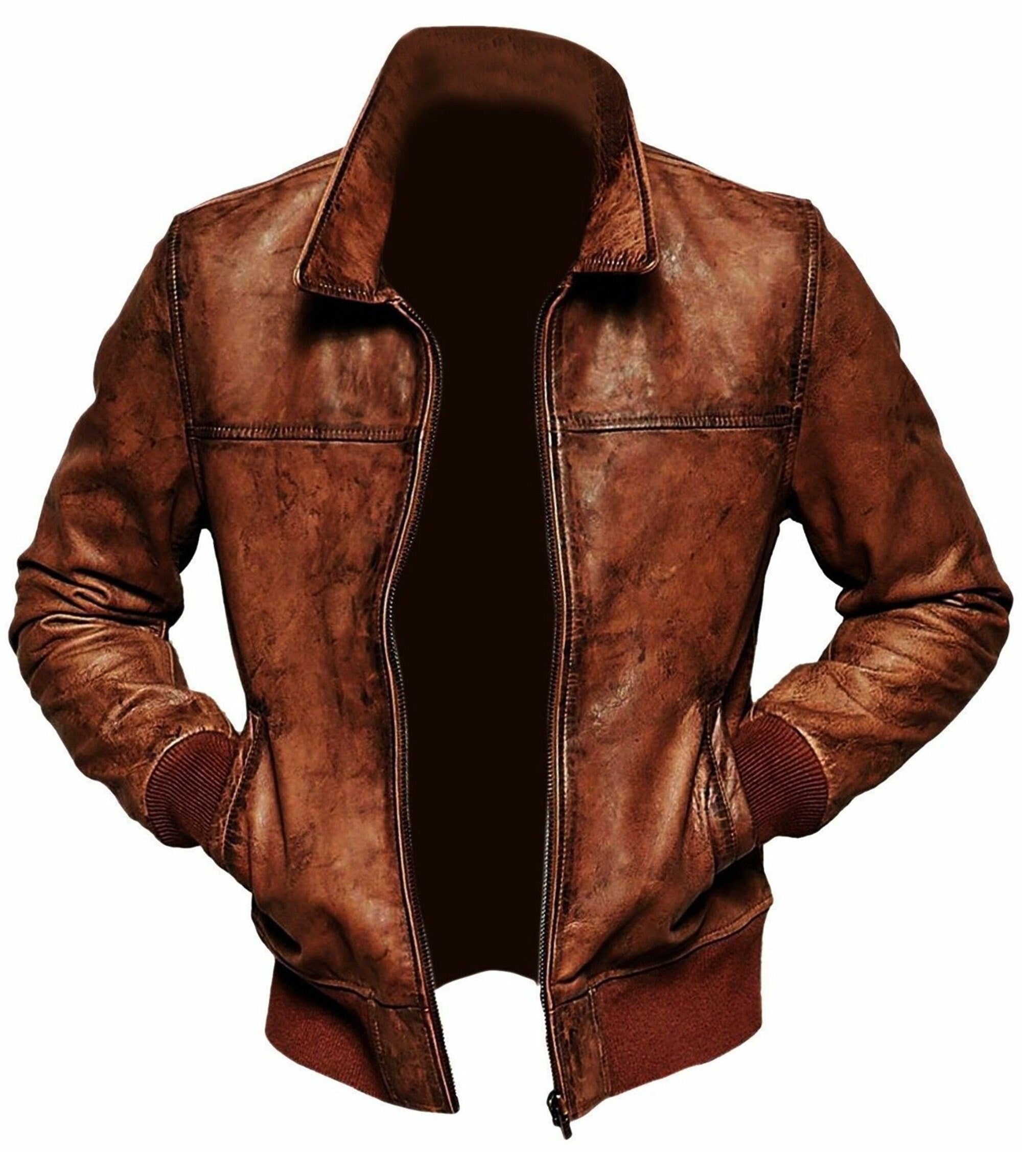 Mens Real Wax Brown Real Leather Jacket