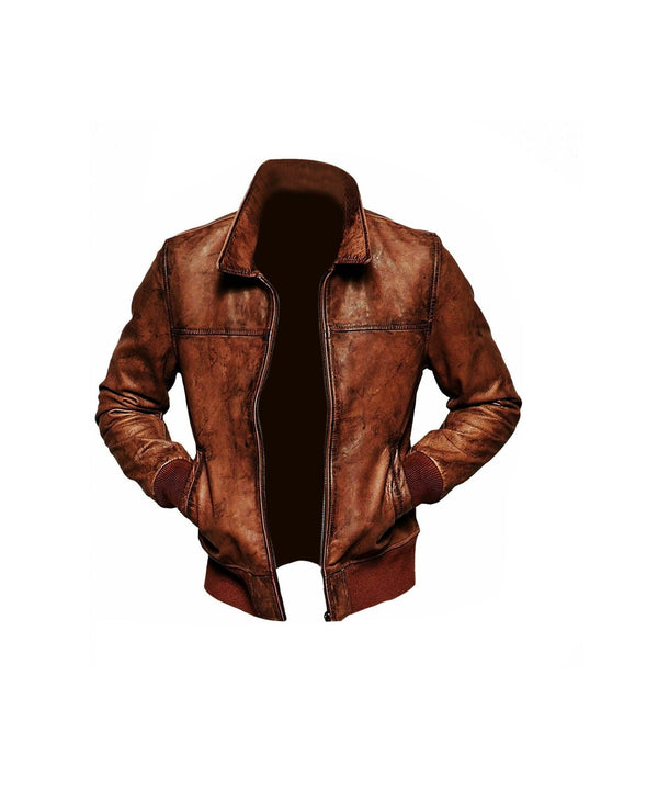 Mens Real Wax Brown Real Leather Jacket
