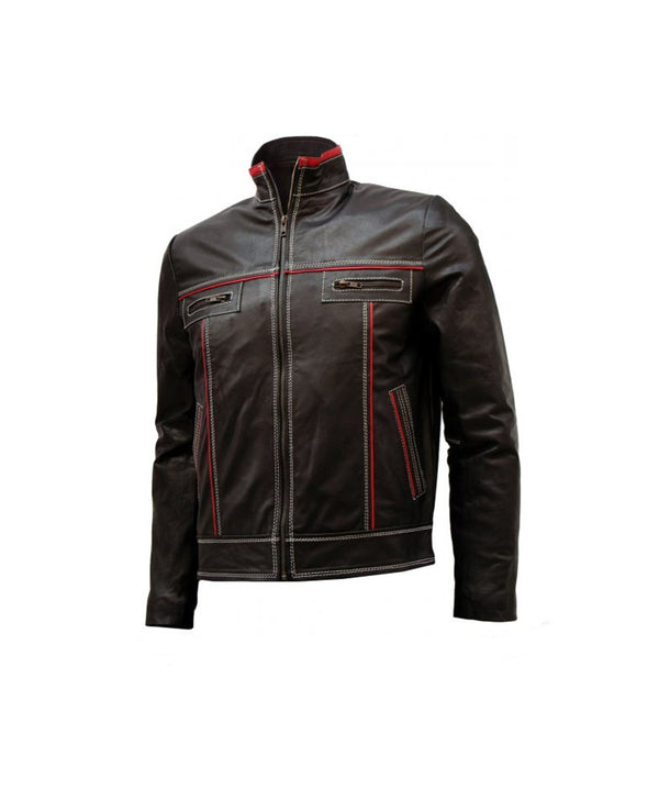 Men's Black Biker Vintage Real Leather Jacket