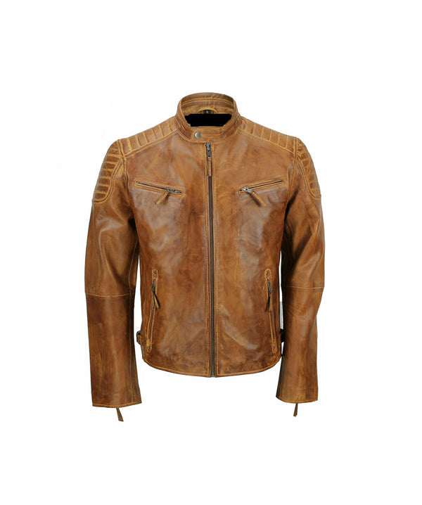 Mens Wax Brown Sheepskin Leather Jacket