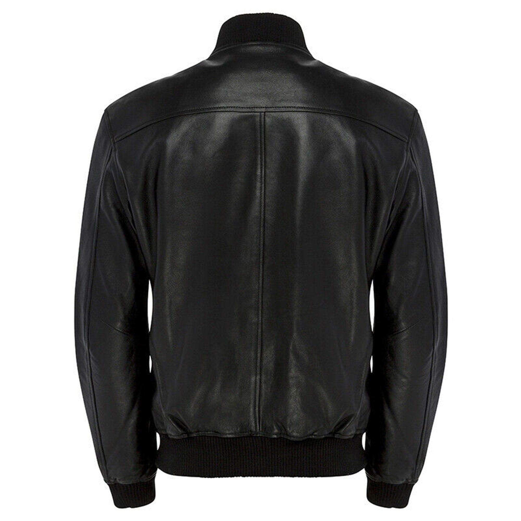 Mens Black Basic Biker Sheepskin Leather Jacket