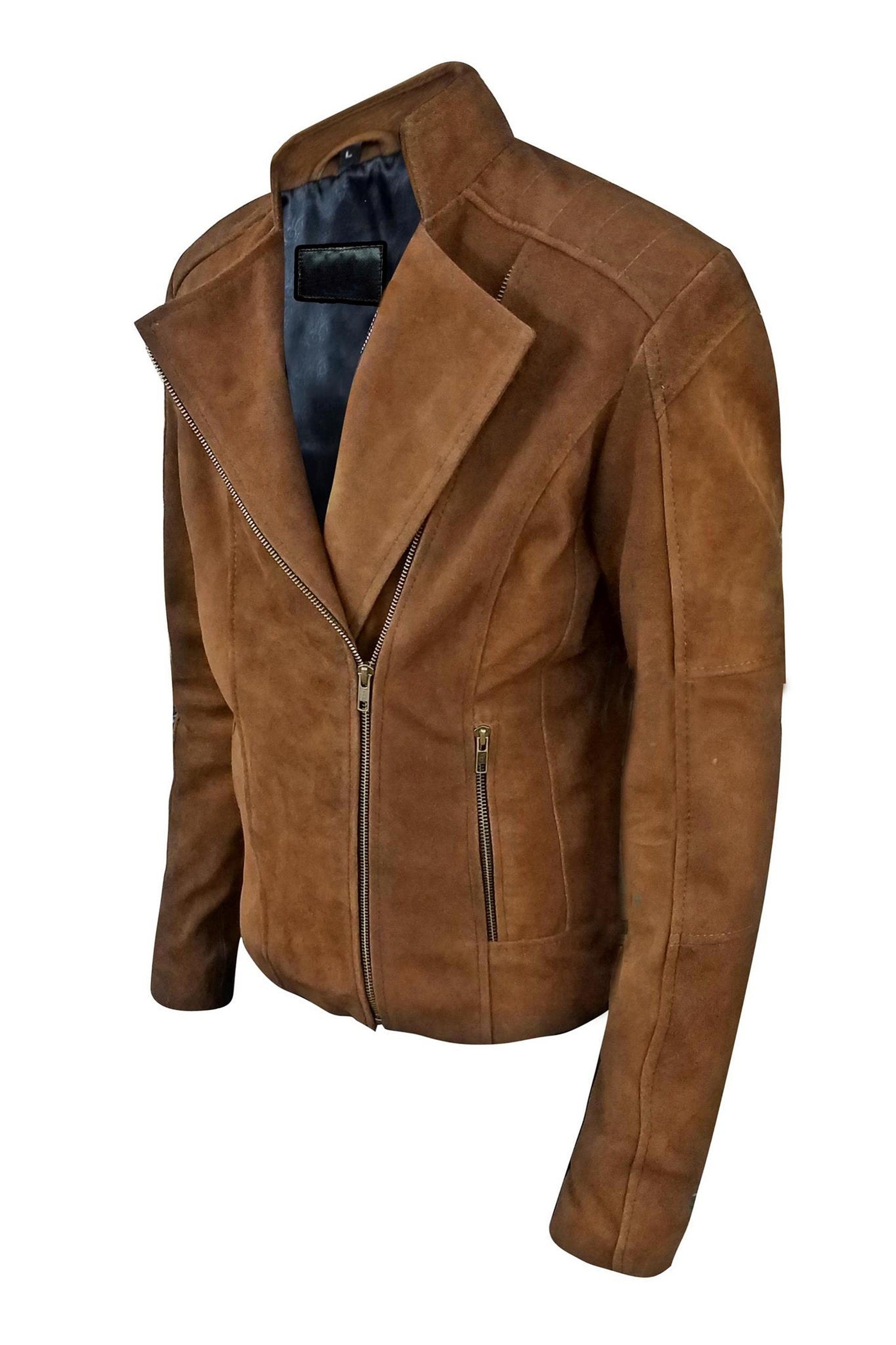 Womens Tan Suede Leather Jacket