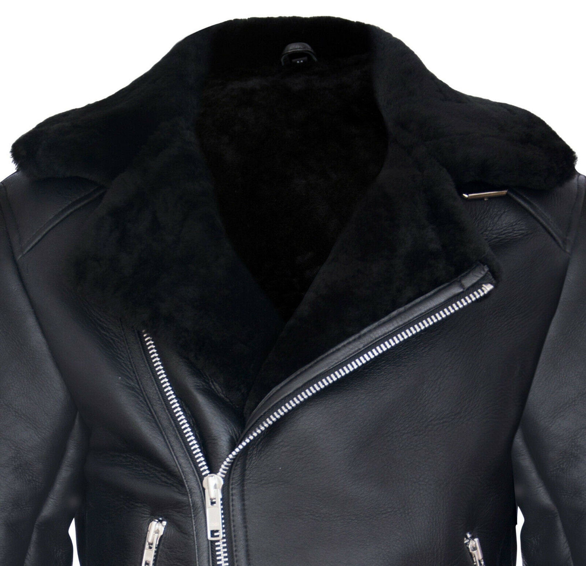 Men's Leather Jacket Shearling Fur Jacket