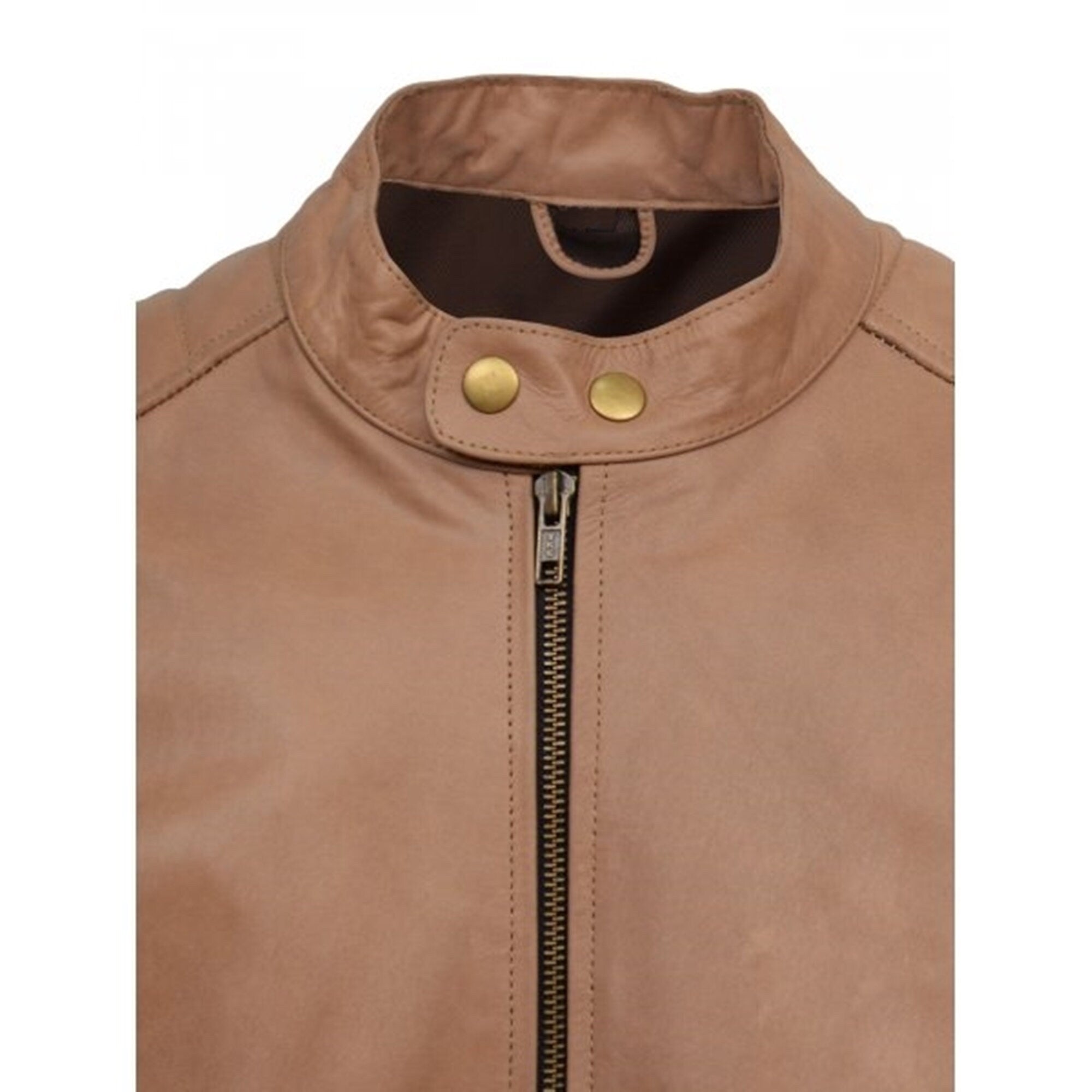Men Light Tan Genuine Sheepskin Leather Jacket