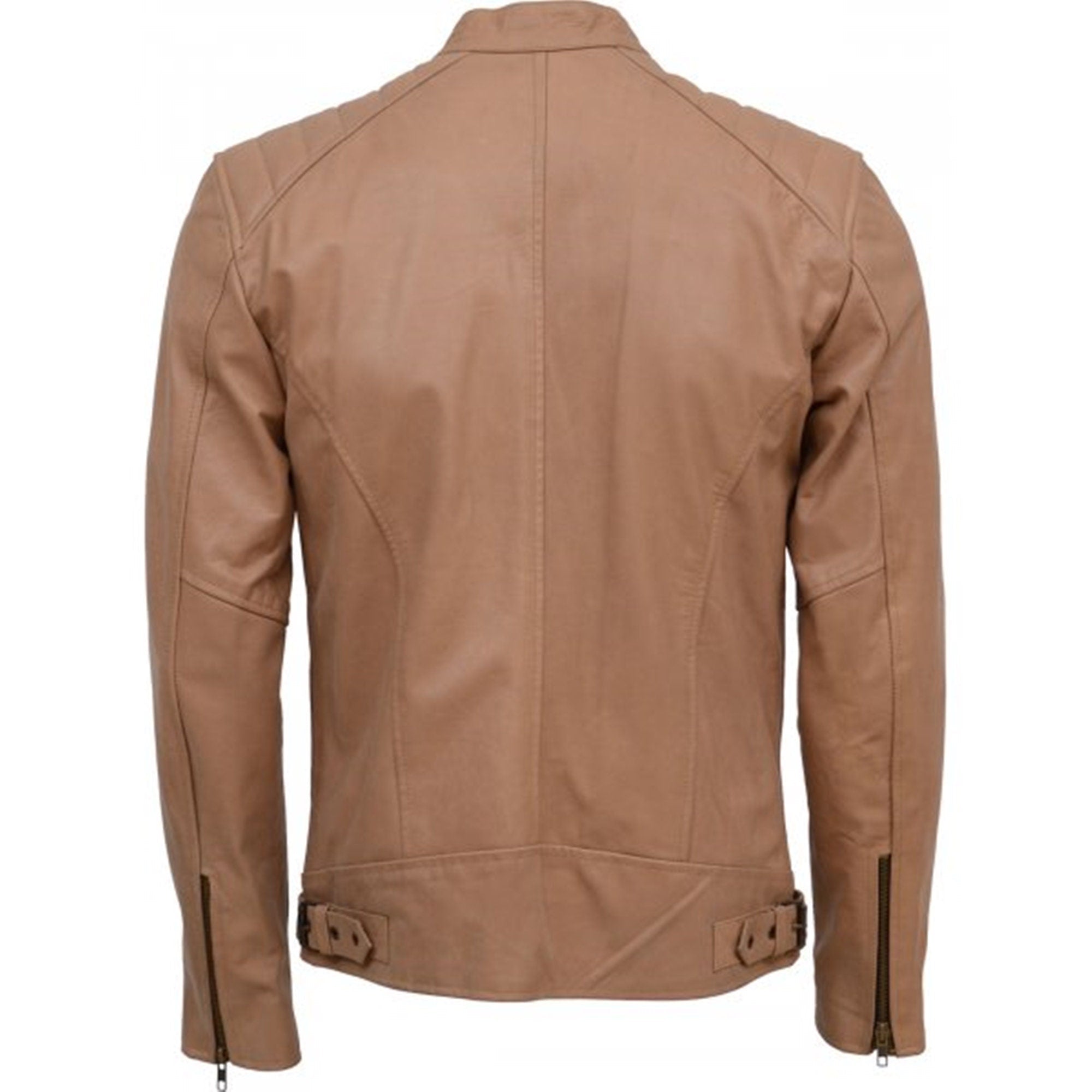 Men Light Tan Genuine Sheepskin Leather Jacket