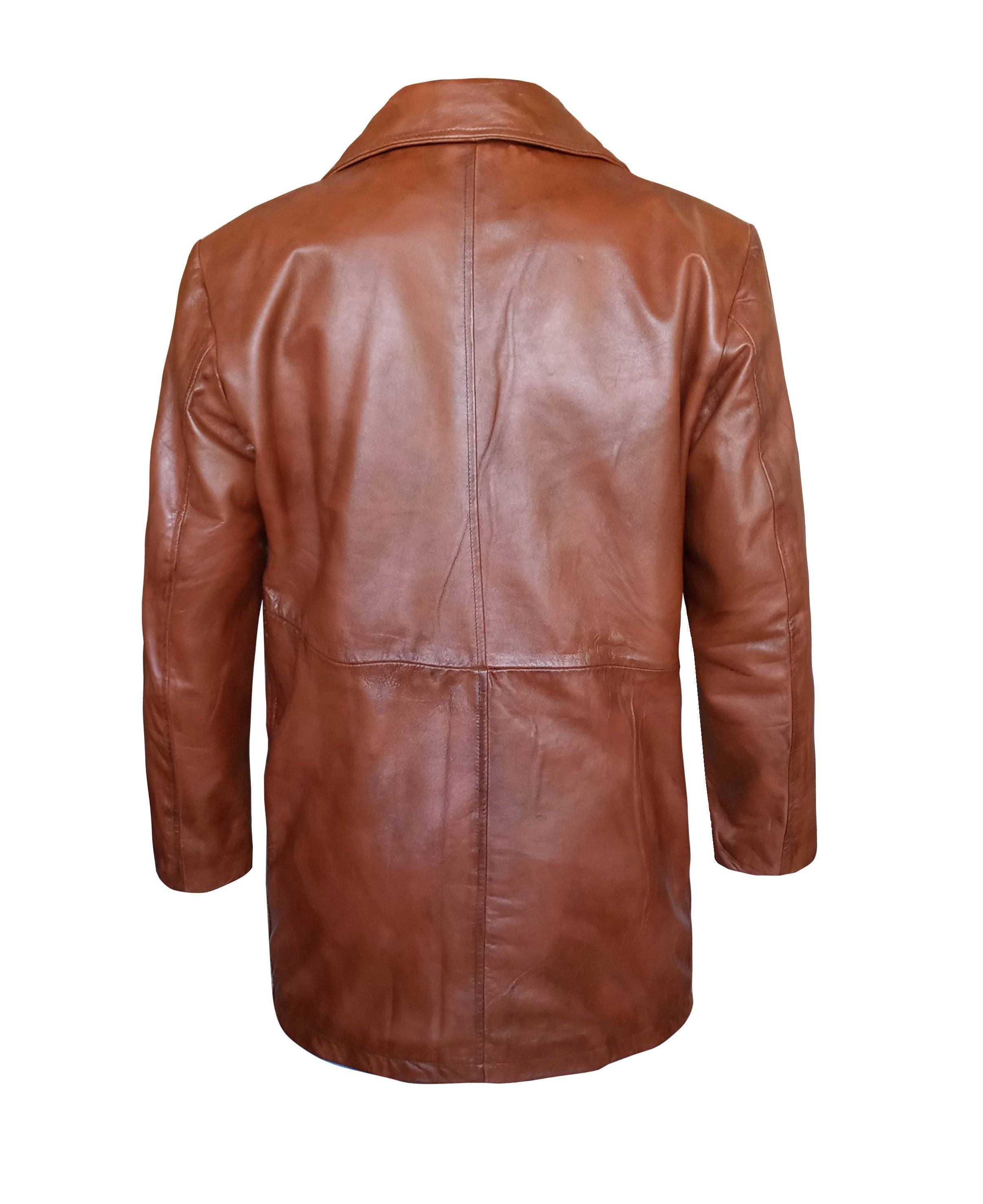 Handmade Leather Trench Coat Men's Winter Coat