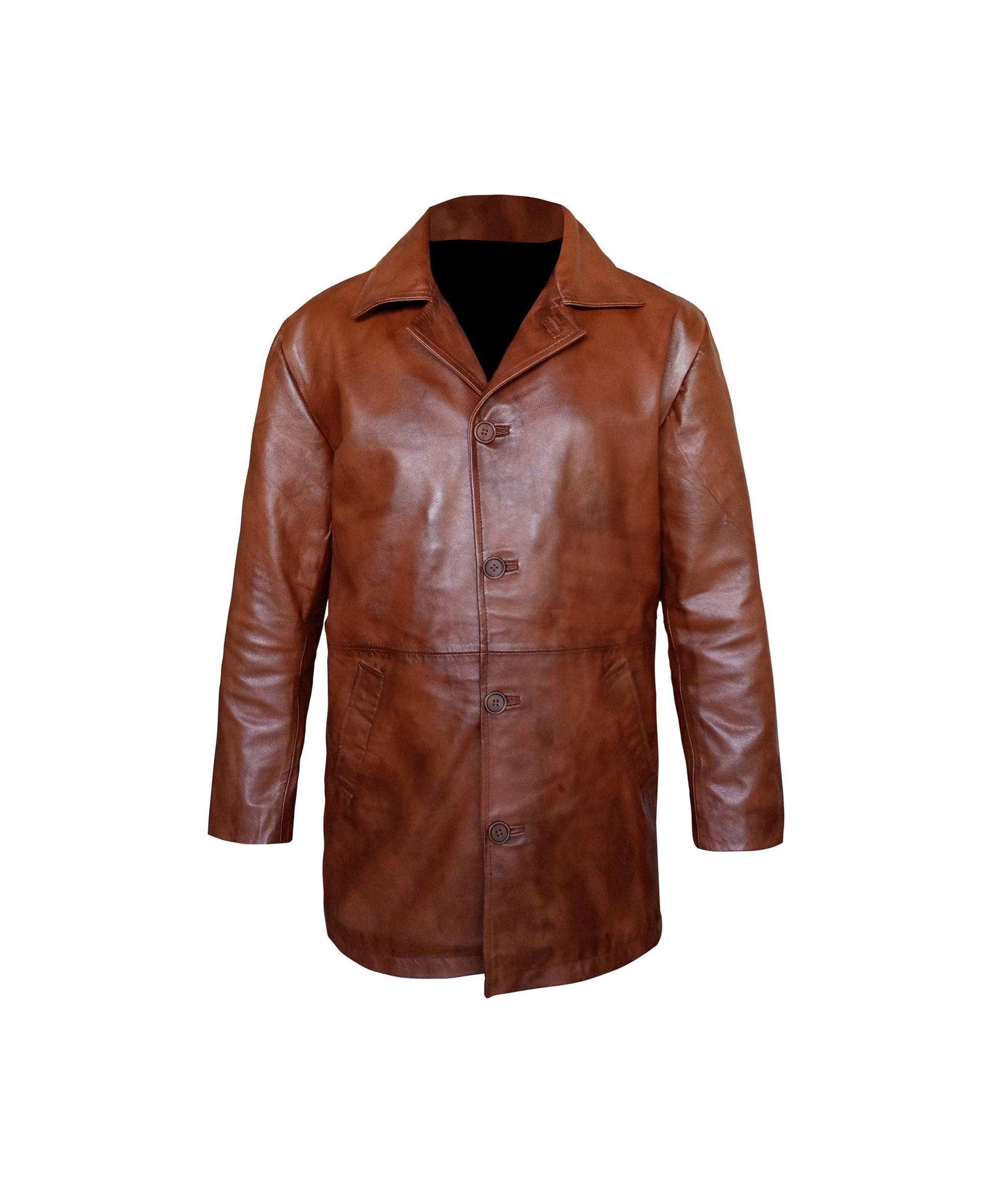 Handmade Leather Trench Coat Men's Winter Coat